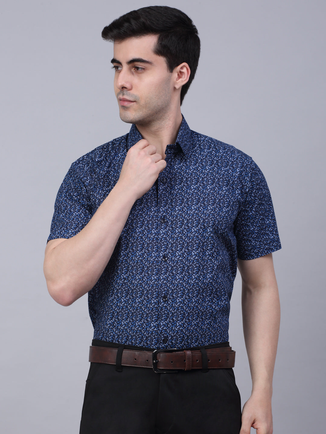 Men's Cotton Half Sleeve Printed Formal Shirts - Taantav