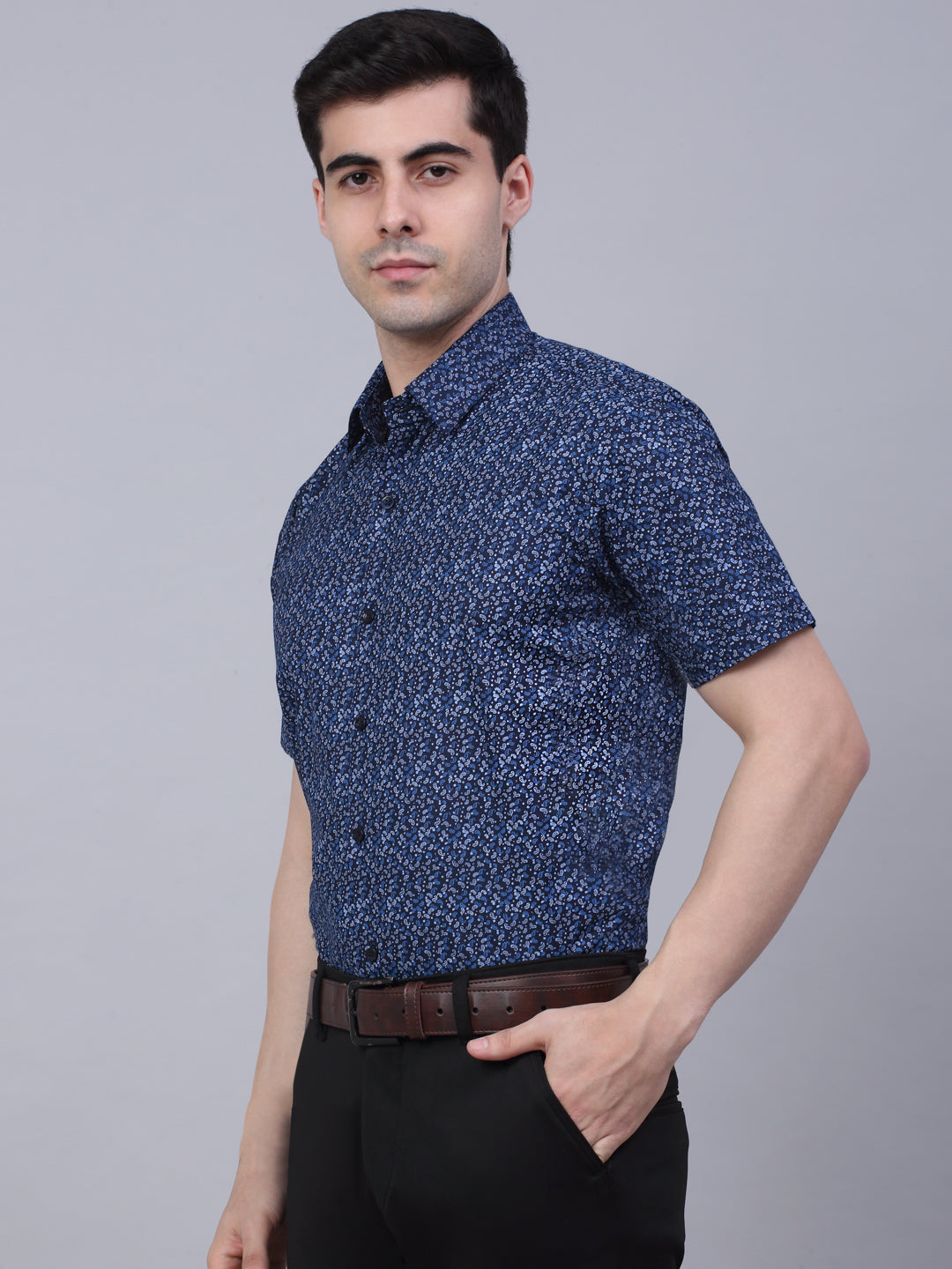 Men's Cotton Half Sleeve Printed Formal Shirts - Taantav