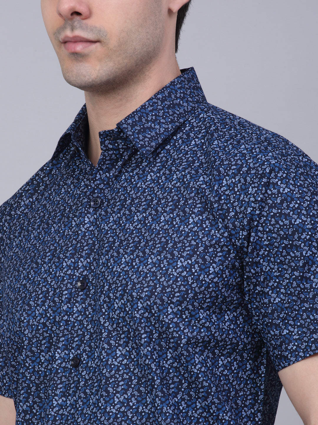 Men's Cotton Half Sleeve Printed Formal Shirts - Taantav