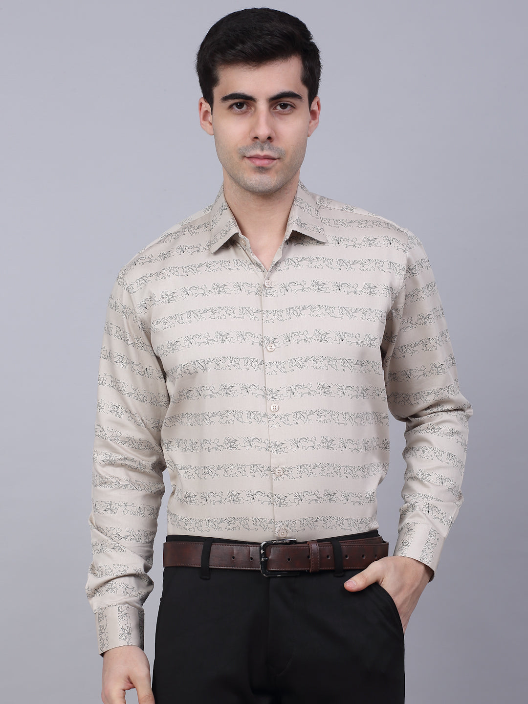 Men's Cotton Lycra Printed Formal Shirts - Taantav