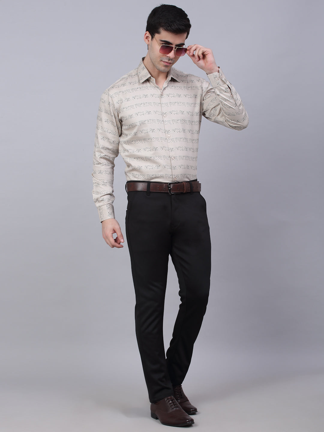 Men's Cotton Lycra Printed Formal Shirts - Taantav