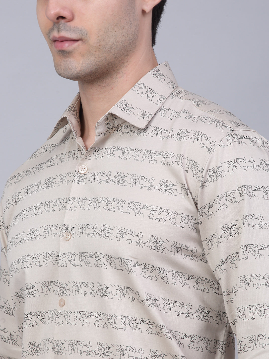 Men's Cotton Lycra Printed Formal Shirts - Taantav