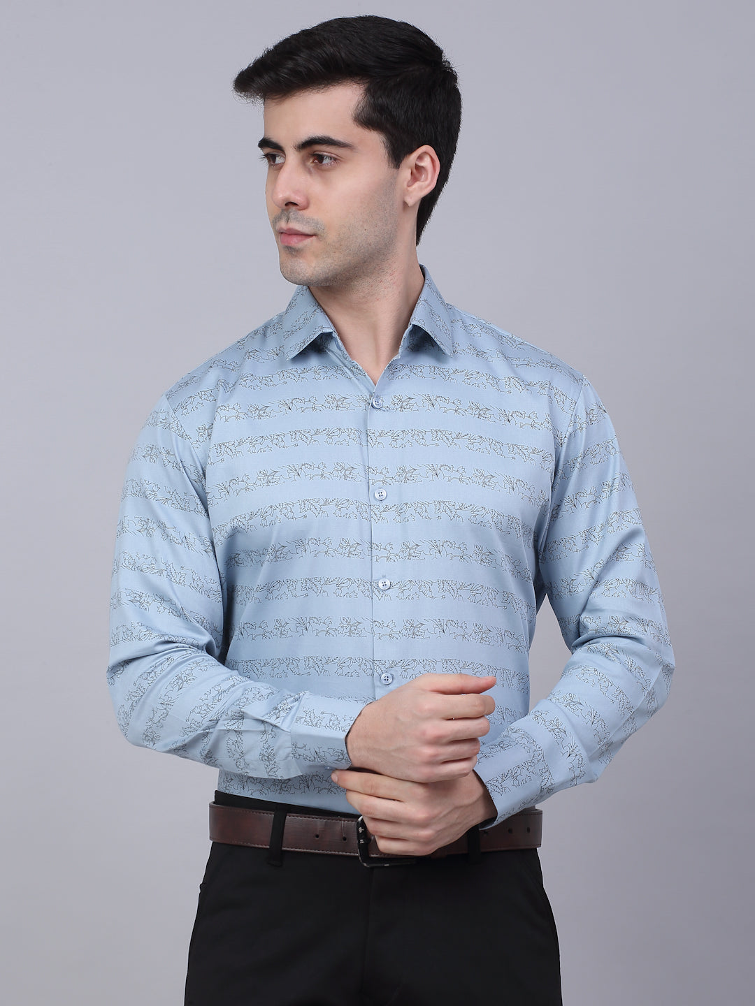 Men's Cotton Lycra Printed Formal Shirts - Taantav