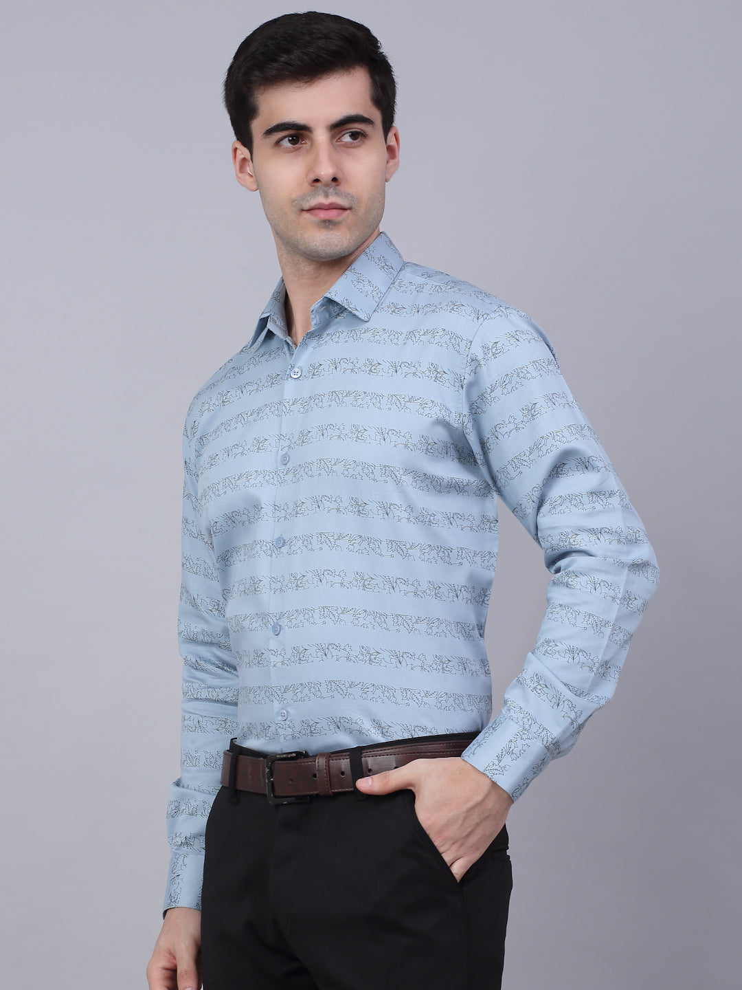 Men's Cotton Lycra Printed Formal Shirts - Taantav