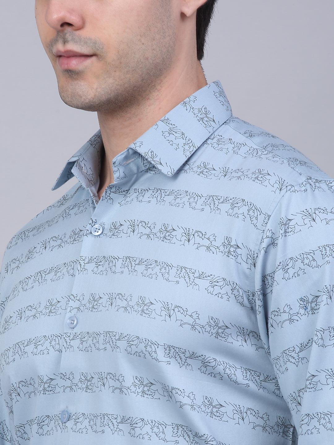 Men's Cotton Lycra Printed Formal Shirts - Taantav