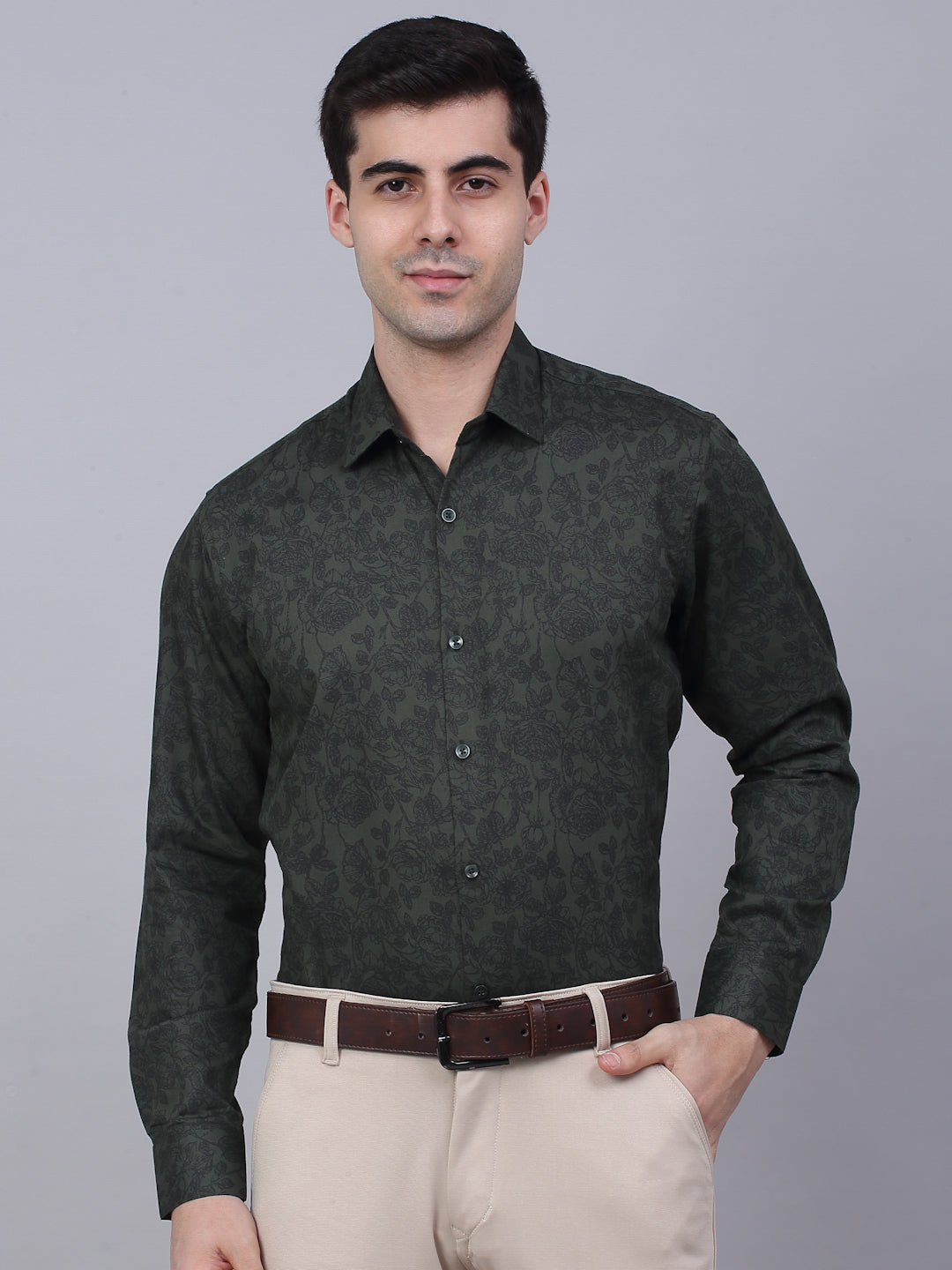 Men's Cotton Lycra Printed Formal Shirts - Taantav