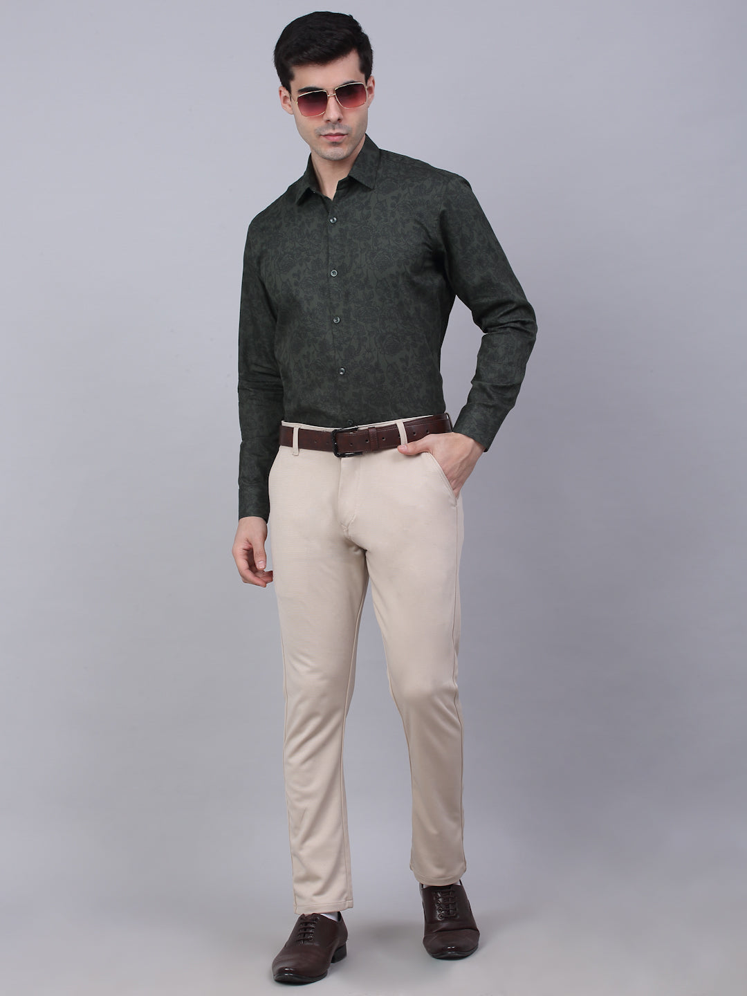 Men's Cotton Lycra Printed Formal Shirts - Taantav