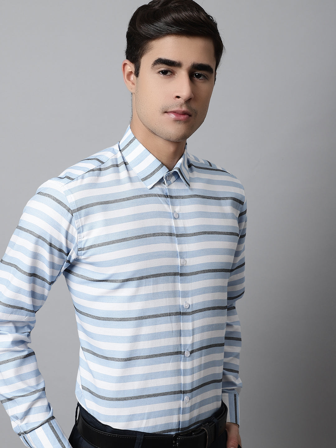 Men's Sky Classic Horizontal Striped Formal Shirt - Taantav