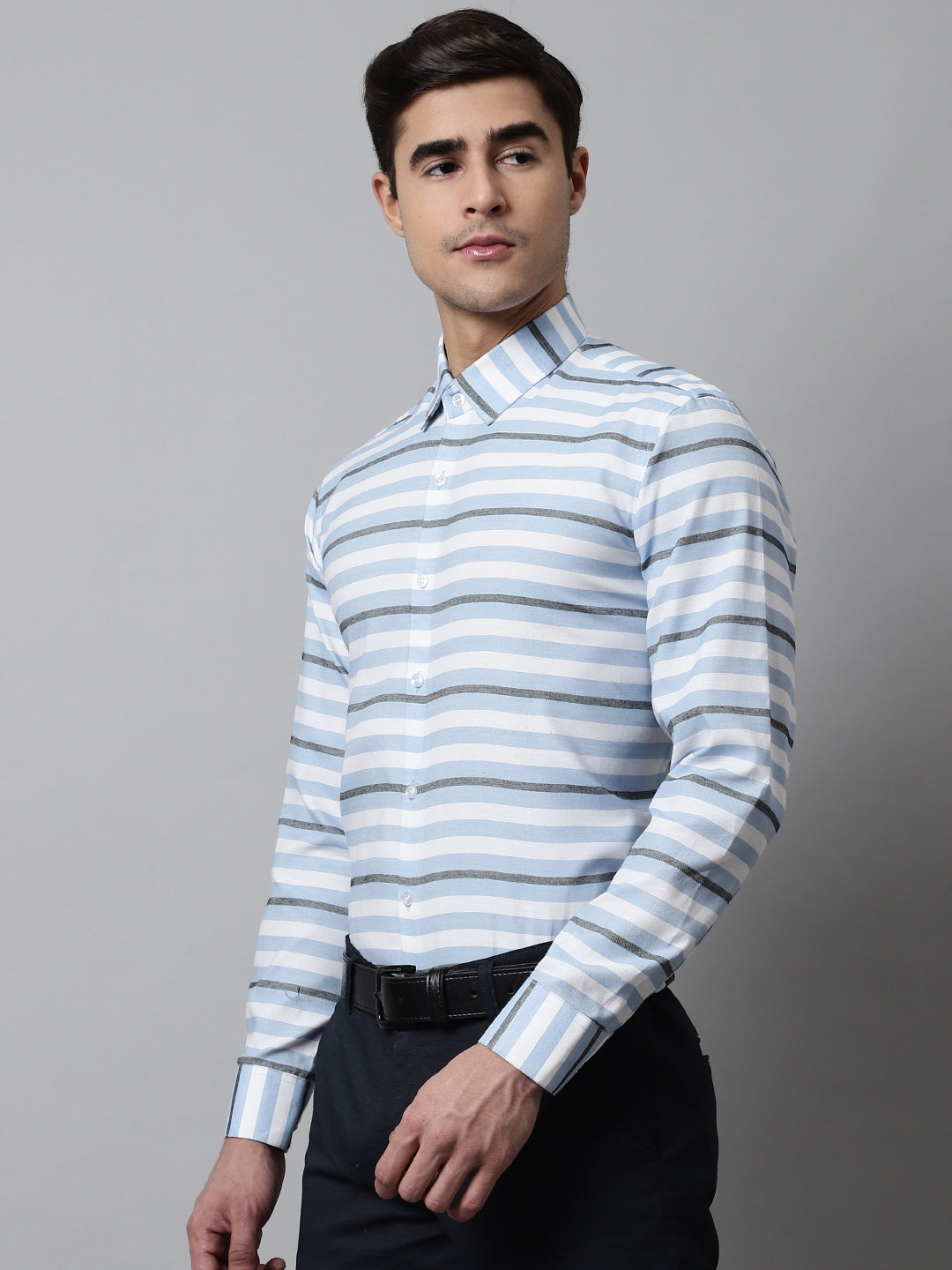 Men's Sky Classic Horizontal Striped Formal Shirt - Taantav