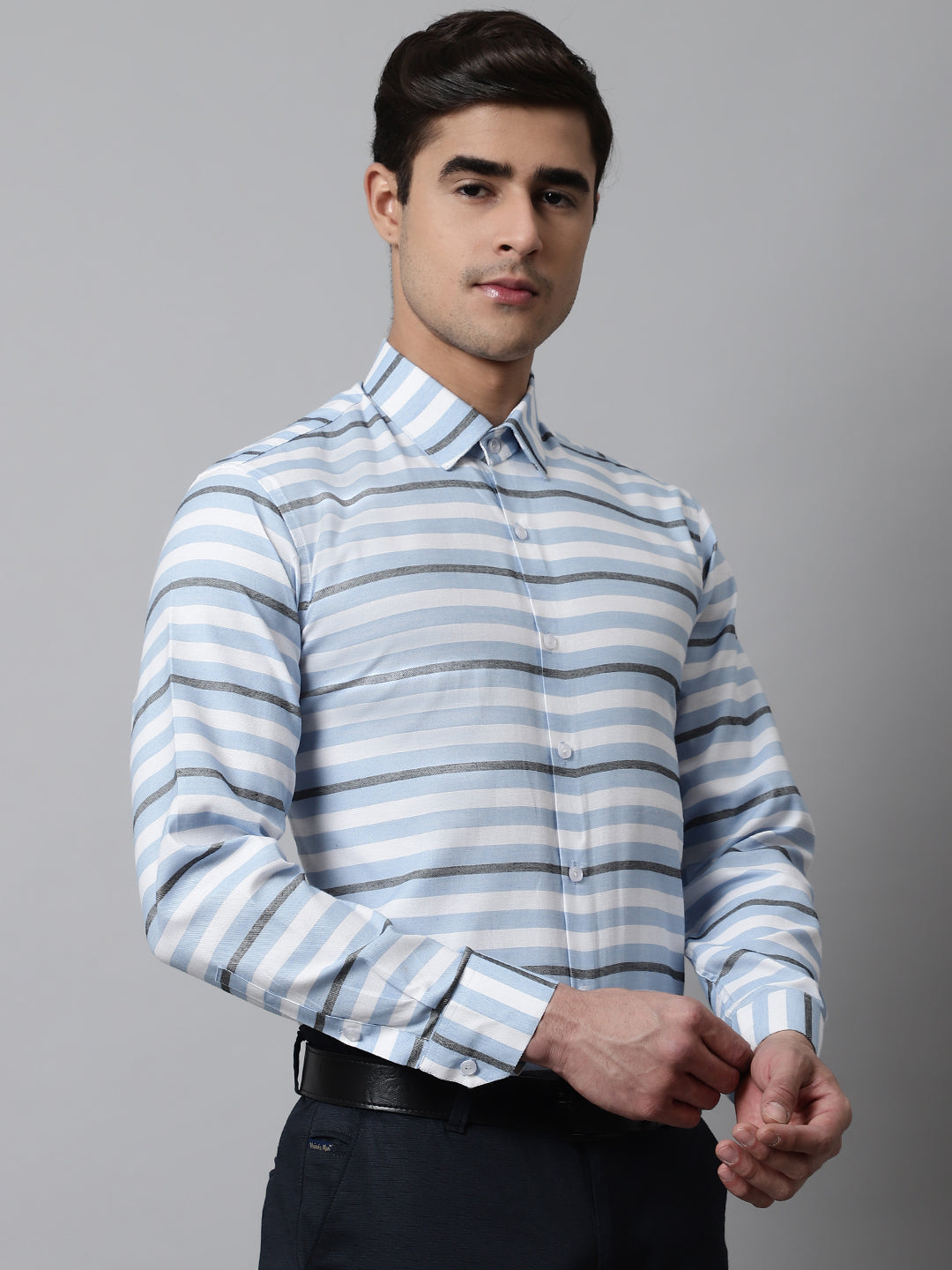 Men's Sky Classic Horizontal Striped Formal Shirt - Taantav