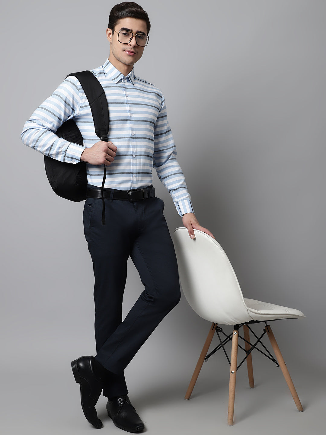 Men's Sky Classic Horizontal Striped Formal Shirt - Taantav