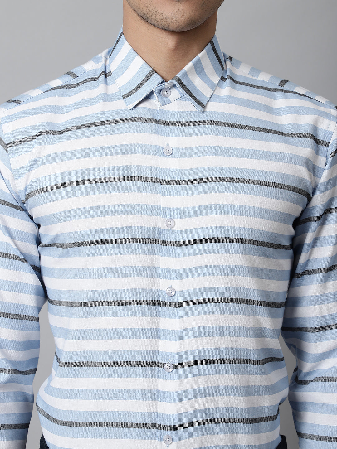 Men's Sky Classic Horizontal Striped Formal Shirt - Taantav