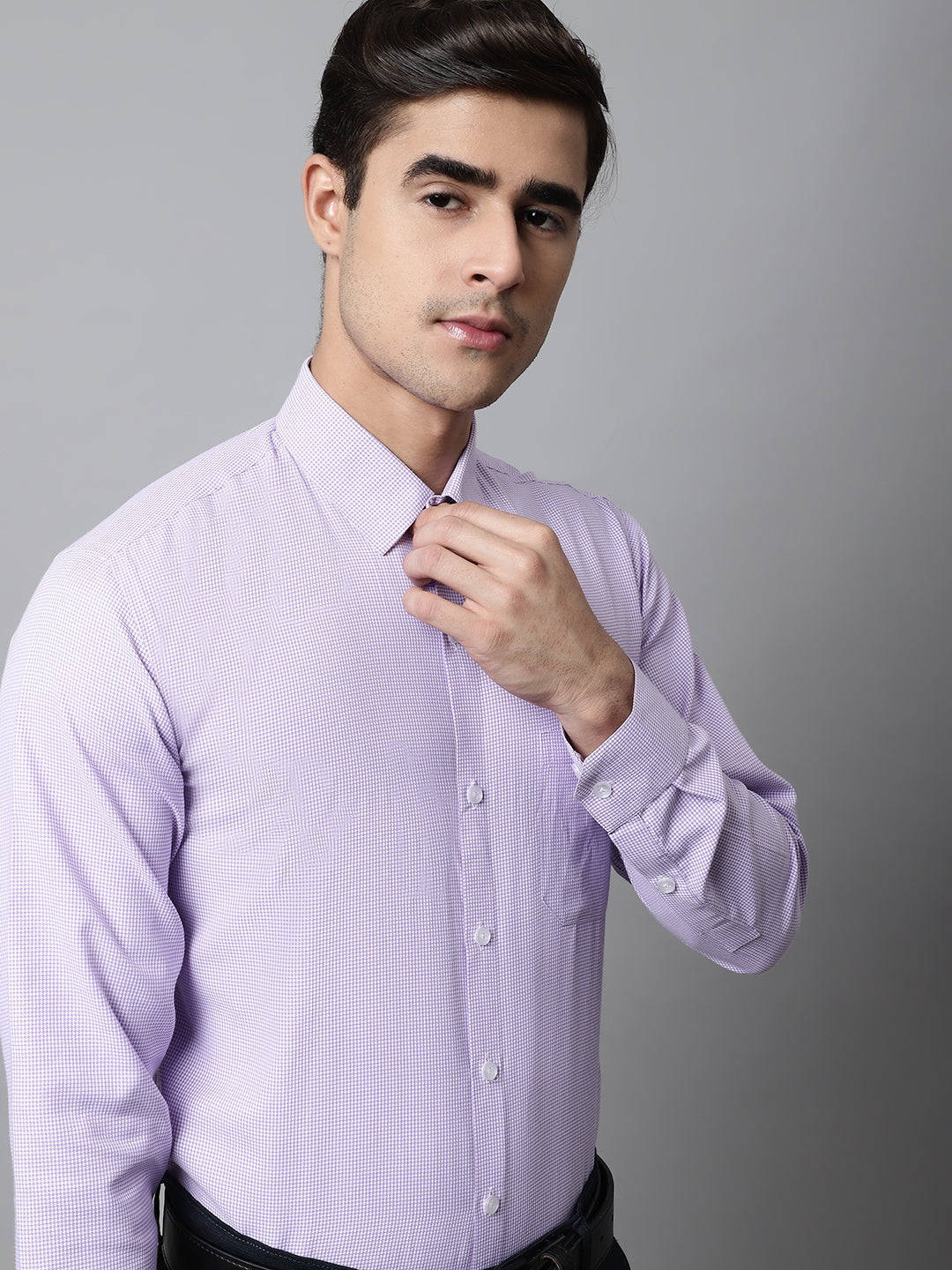 Men's Purple Checks Pure Cotton Formal Shirt - Taantav