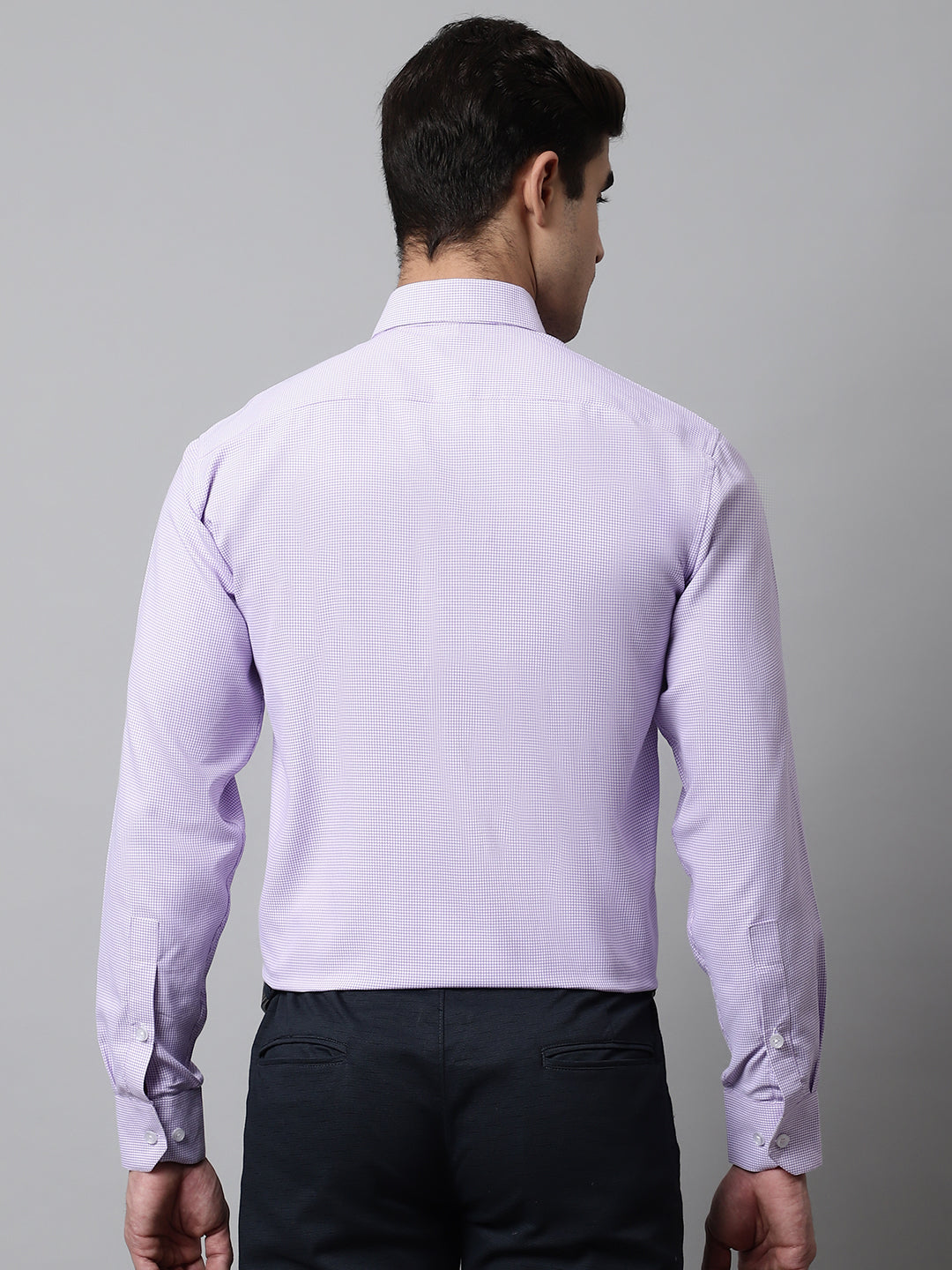 Men's Purple Checks Pure Cotton Formal Shirt - Taantav