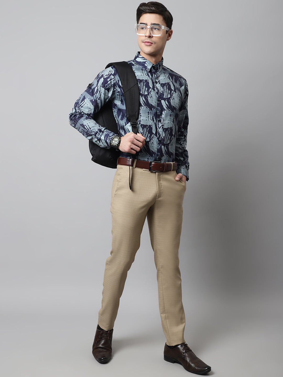 Men's Green Classic Printed Formal Shirt - Taantav