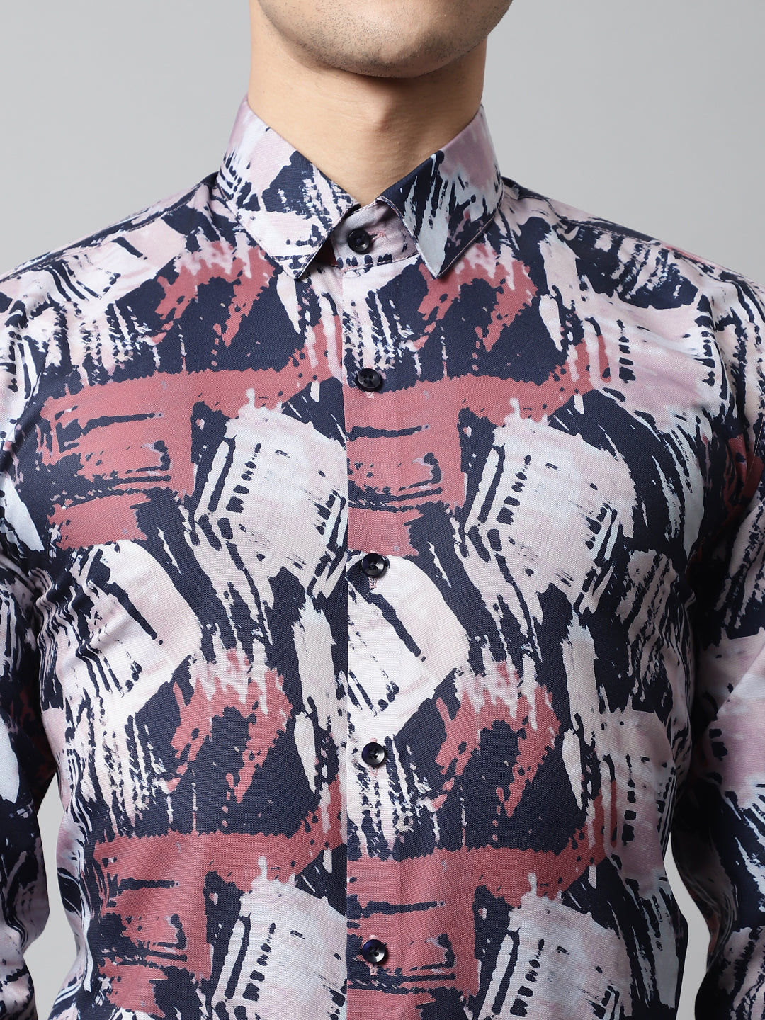 Men's Grey Classic Printed Formal Shirt - Taantav