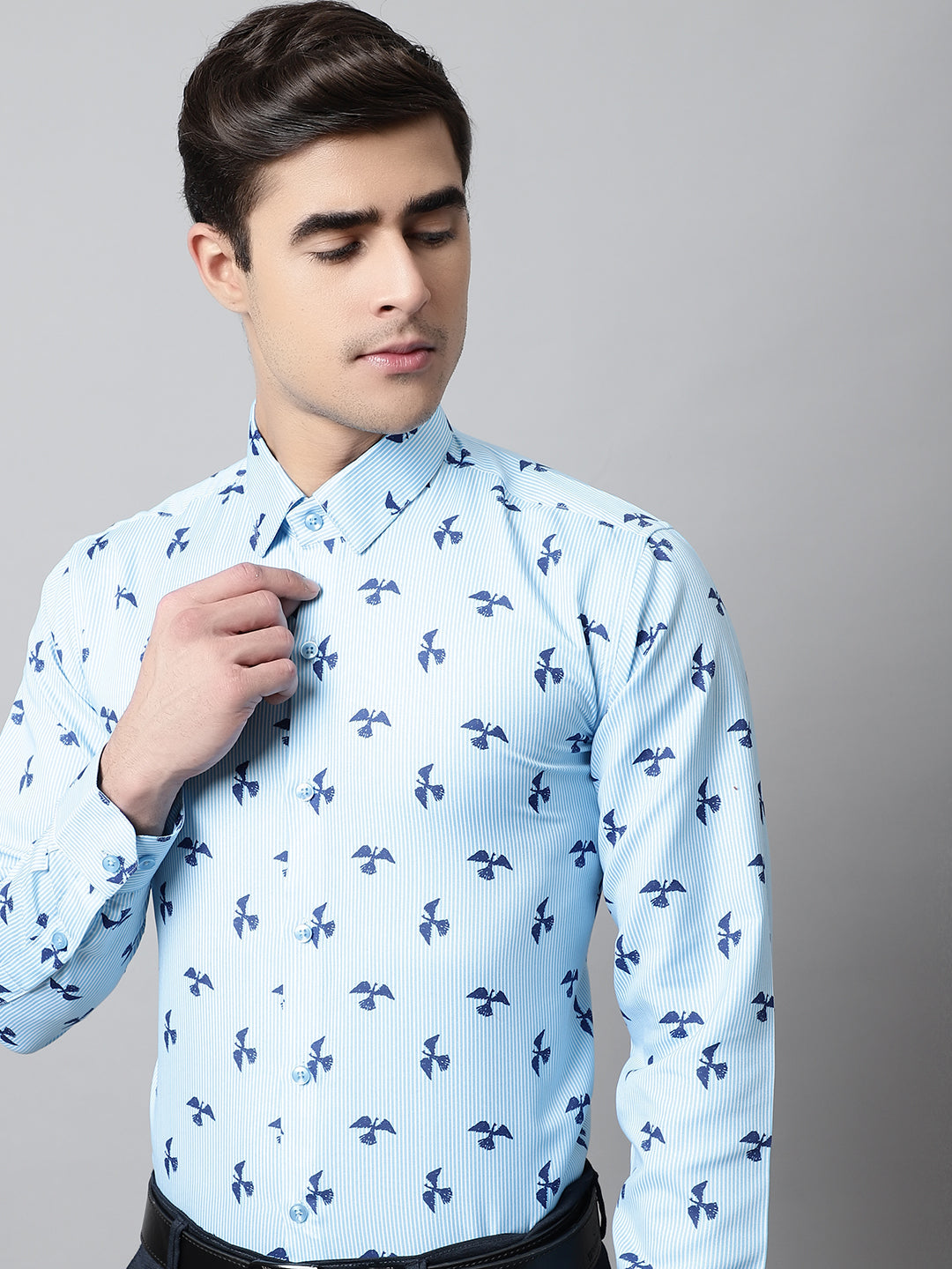 Men's Regular Fit Printed Pure Cotton Formal Shirt - Taantav