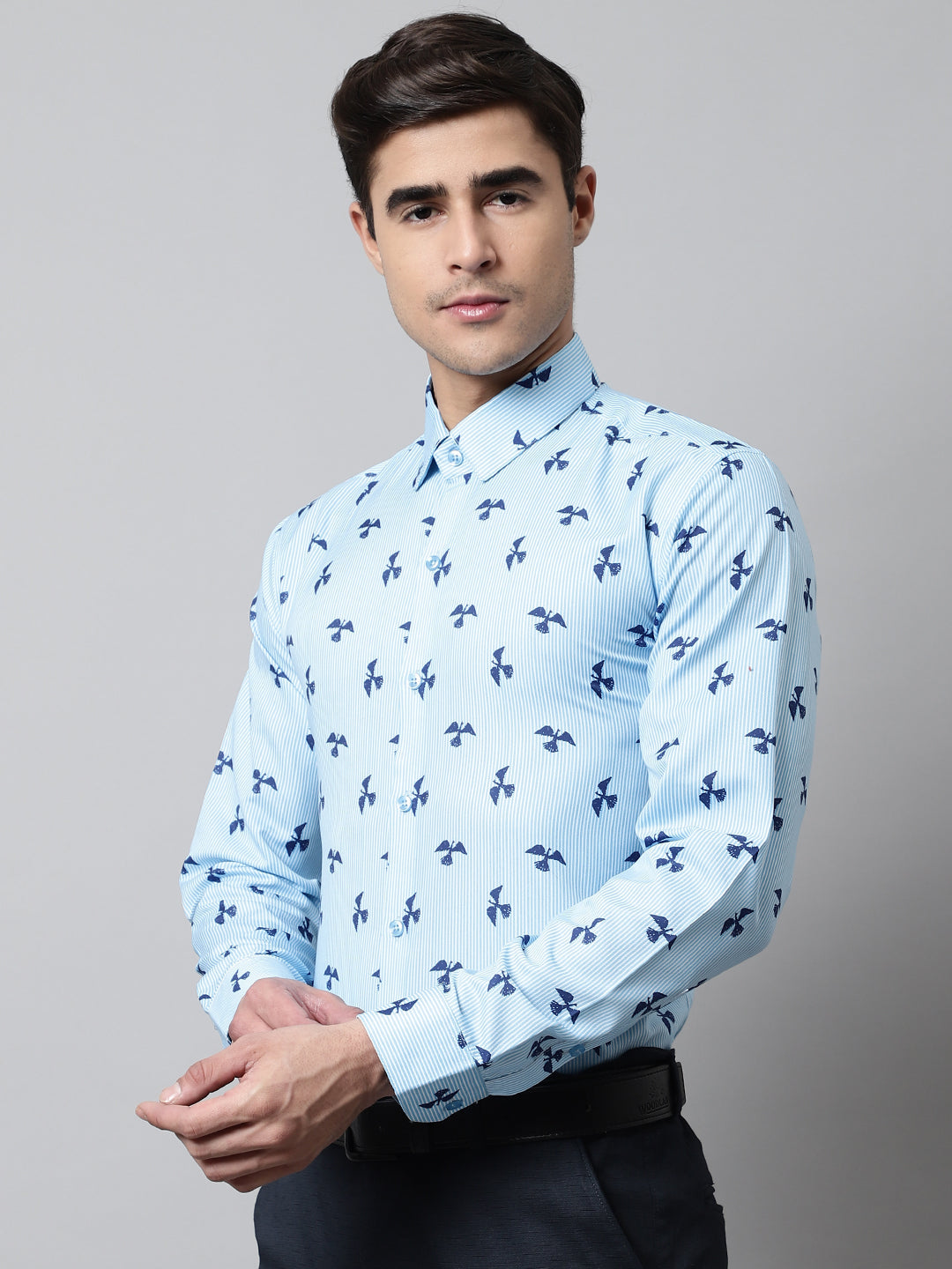 Men's Regular Fit Printed Pure Cotton Formal Shirt - Taantav