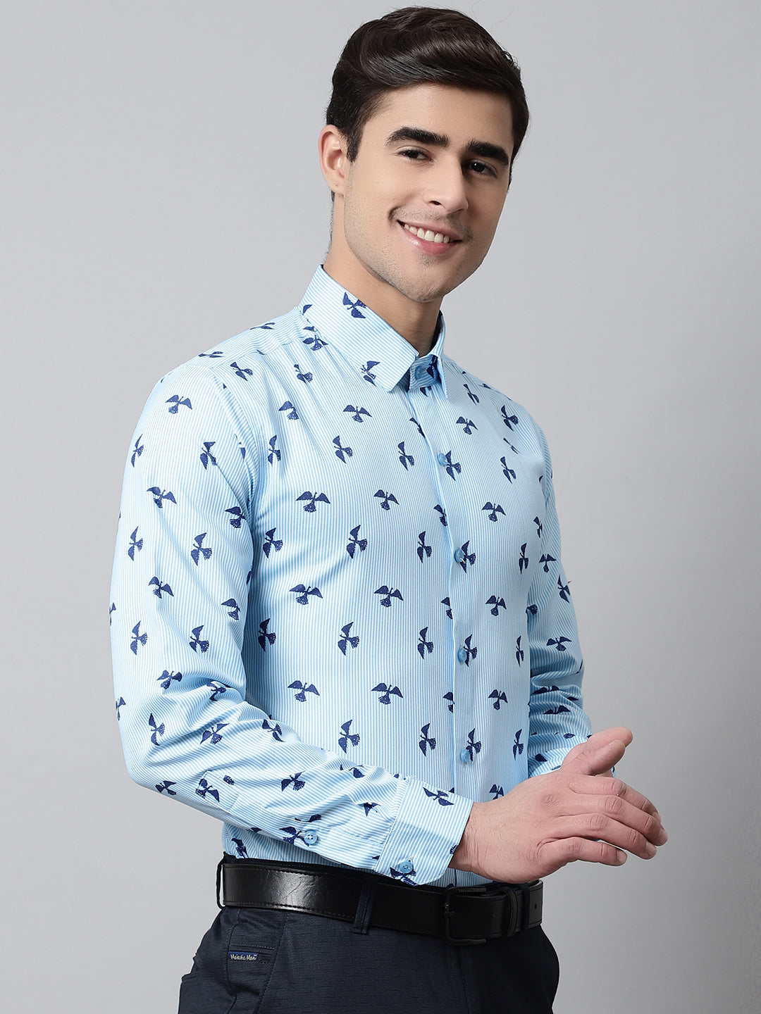 Men's Regular Fit Printed Pure Cotton Formal Shirt - Taantav