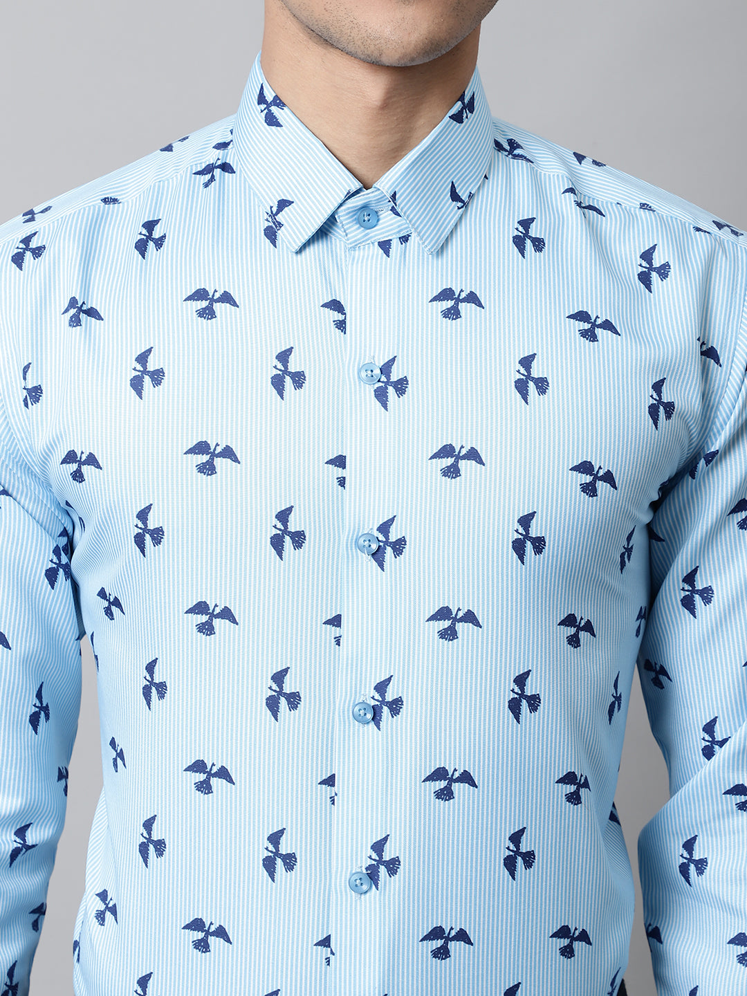 Men's Regular Fit Printed Pure Cotton Formal Shirt - Taantav