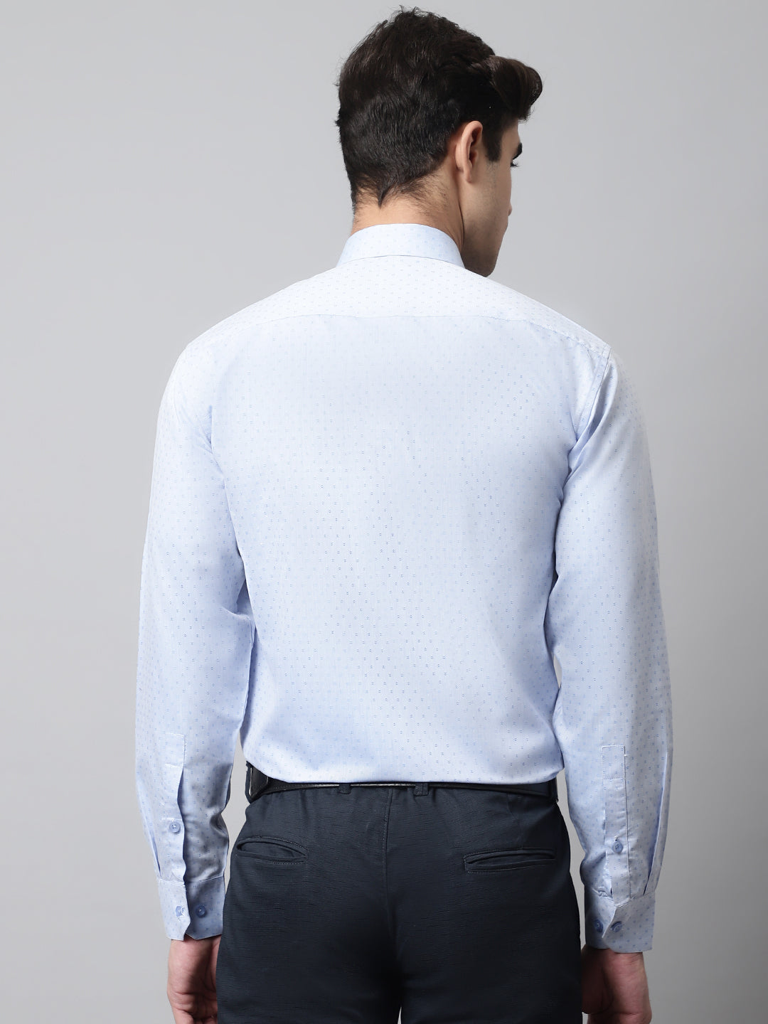 Men's Sky Blue Micro Ditsy Printed Pure Cotton Formal Shirt - Taantav