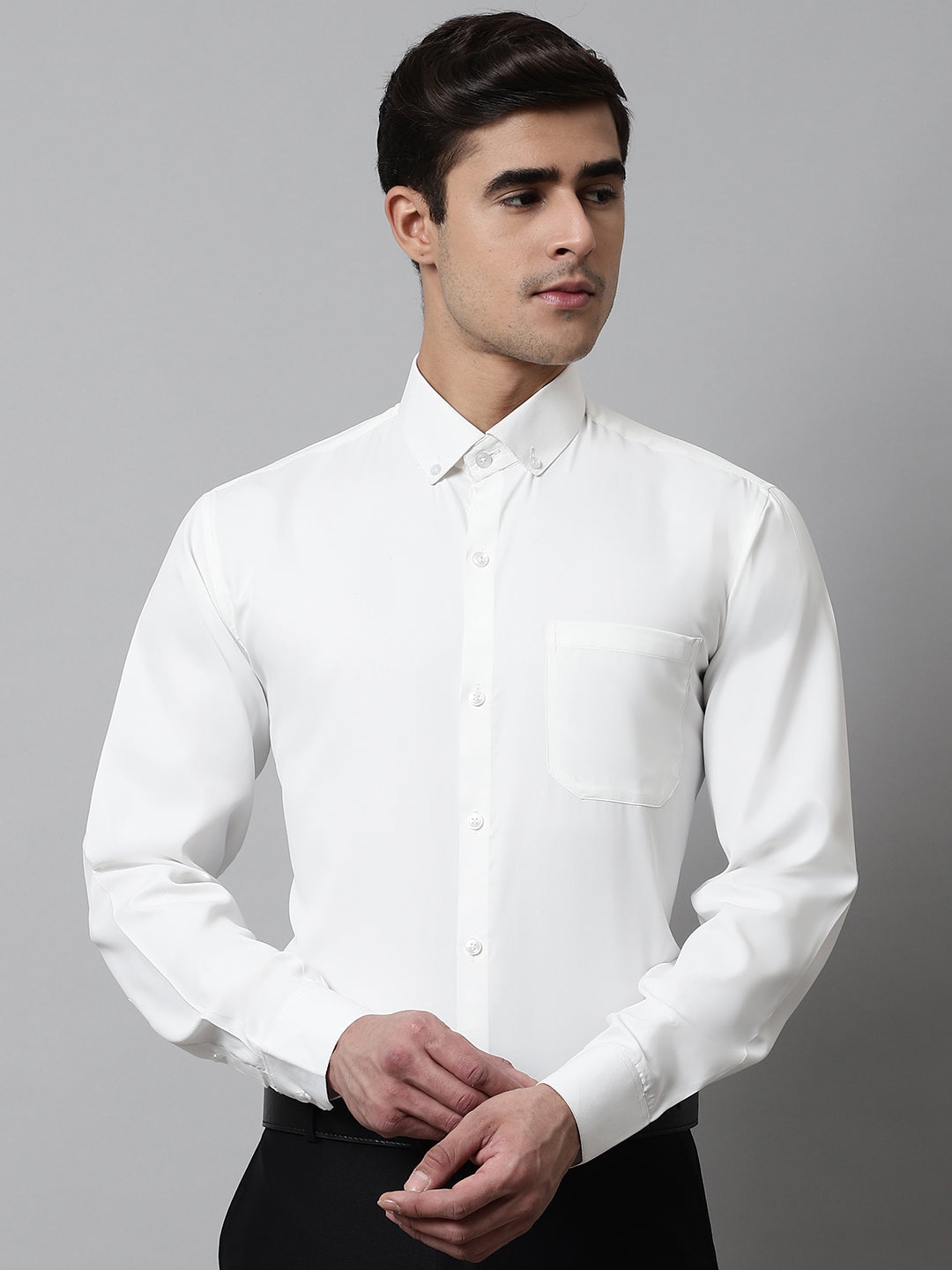 Men's White Classic Cotton Formal Shirt - Taantav