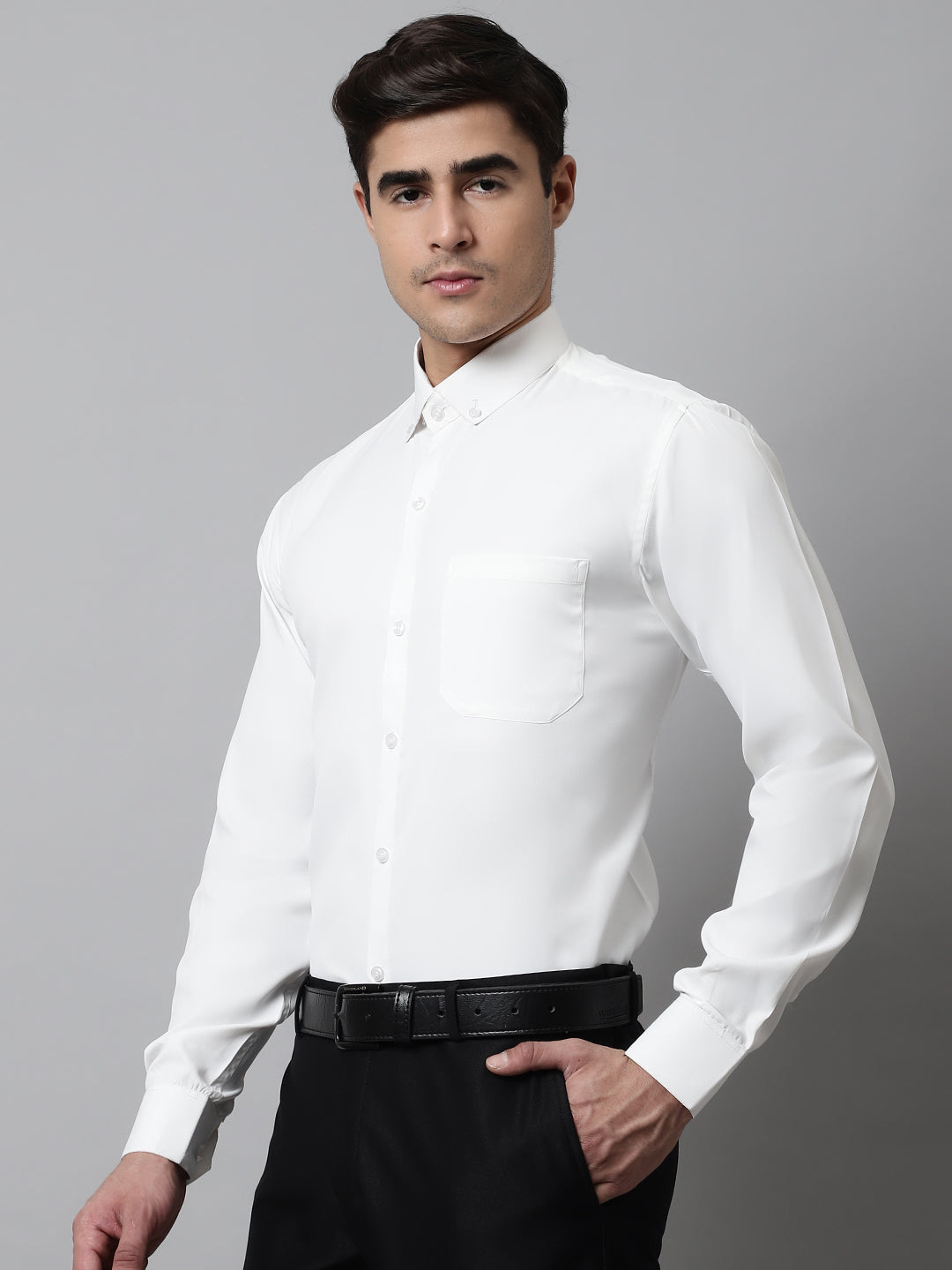 Men's White Classic Cotton Formal Shirt - Taantav