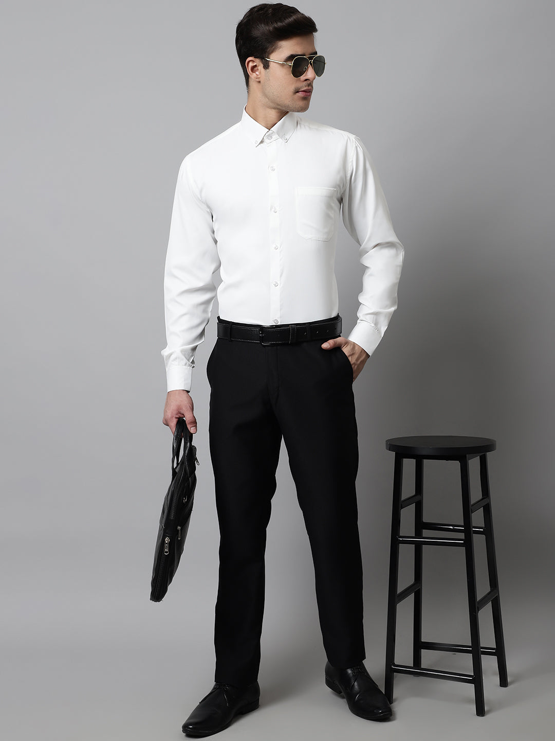 Men's White Classic Cotton Formal Shirt - Taantav