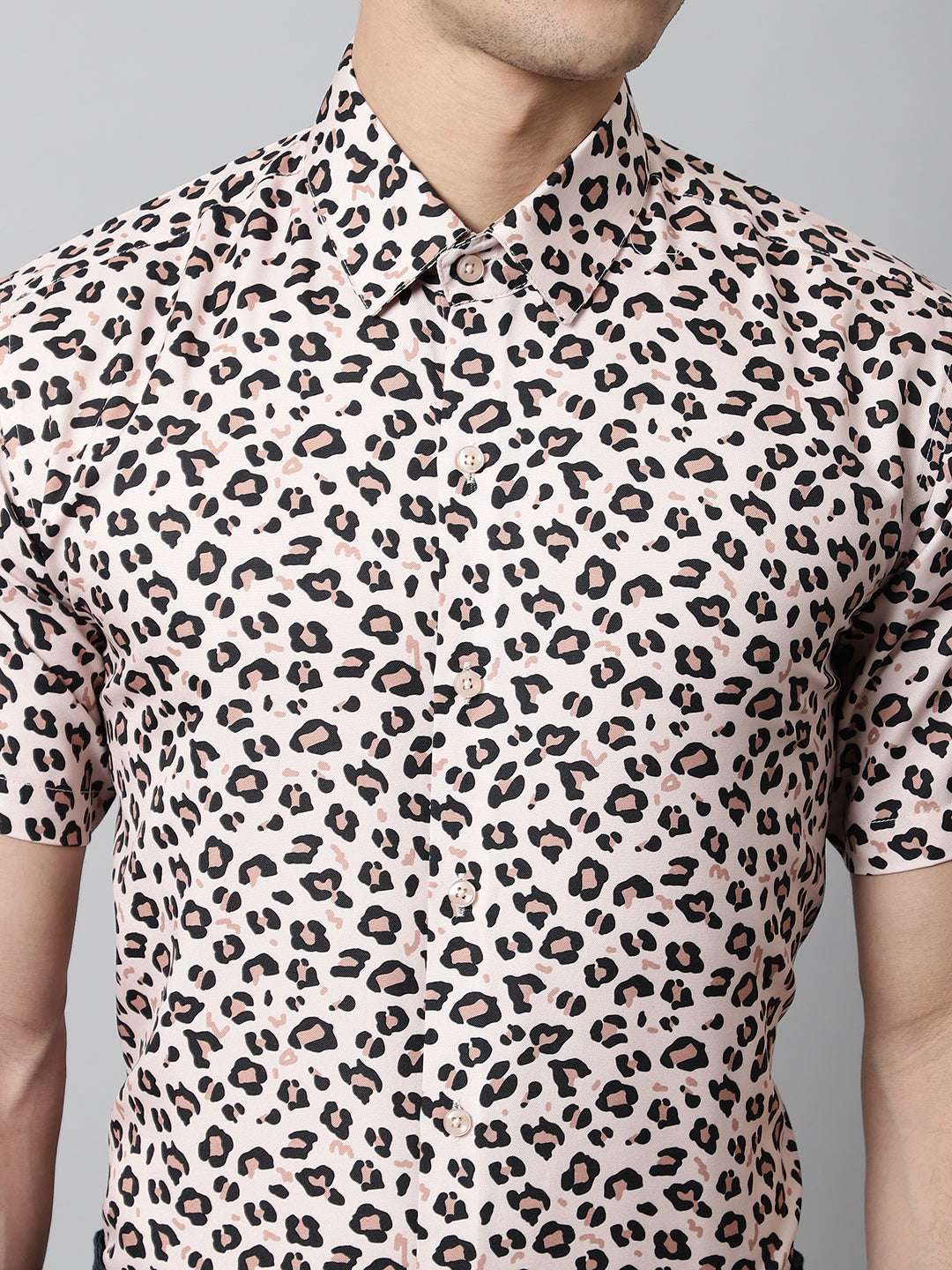 Men's Cream Classic Printed Formal Shirt - Taantav