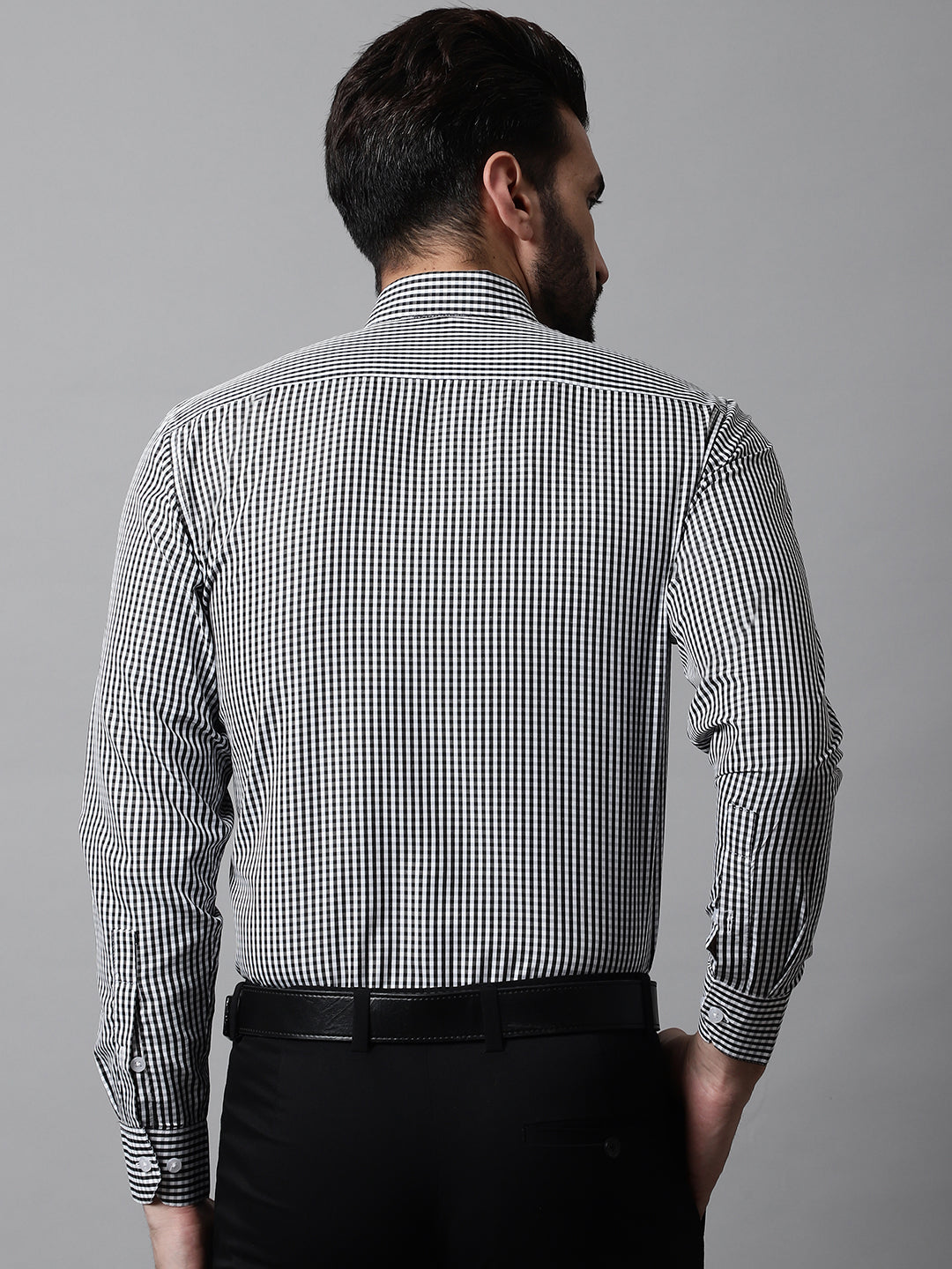 Men's Black Micro Checked Causal Shirt - Taantav