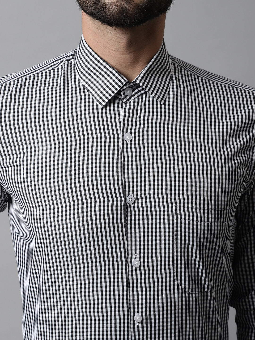 Men's Black Micro Checked Causal Shirt - Taantav