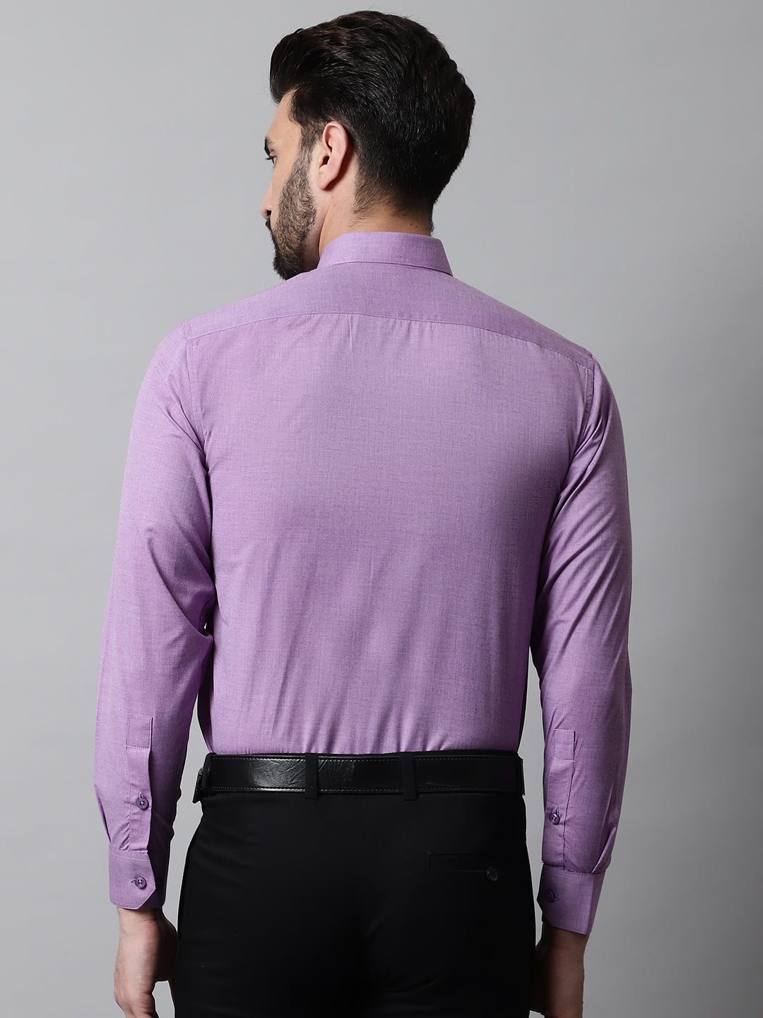 Men's Purple Classic Slim Fit Solid Formal Shirt - Taantav