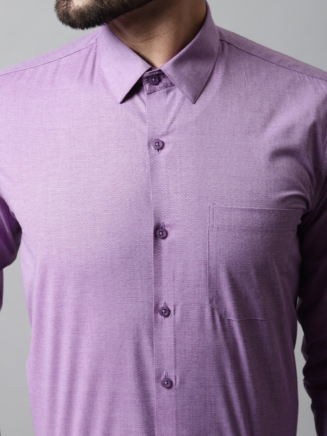 Men's Purple Classic Slim Fit Solid Formal Shirt - Taantav