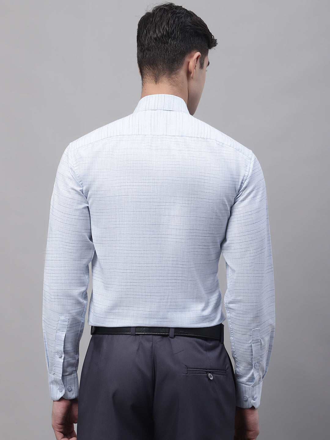 Men's Light-Grey Cotton Classic Formal Shirt - Taantav