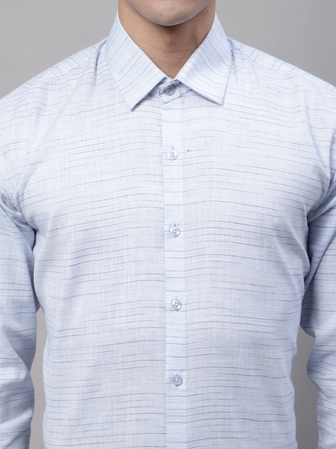 Men's Light-Grey Cotton Classic Formal Shirt - Taantav