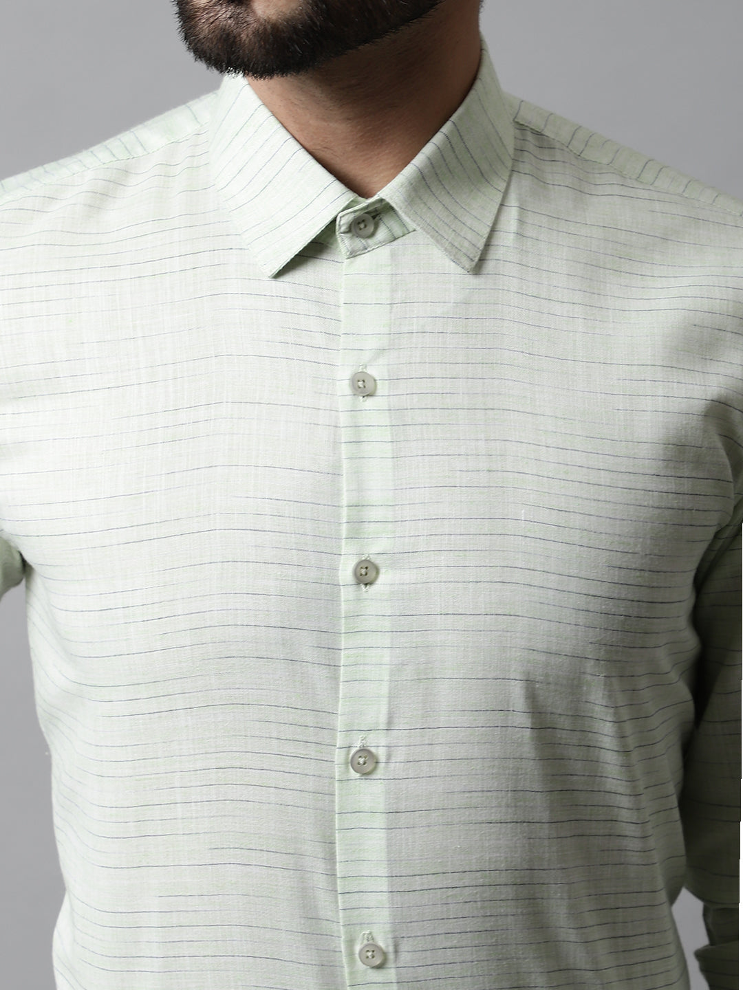 Men's Light-Green Cotton Classic Formal Shirt - Taantav