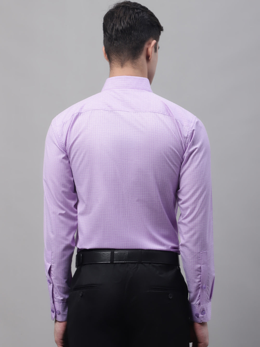 Men's Purple Micro Checked Formal Shirt - Taantav