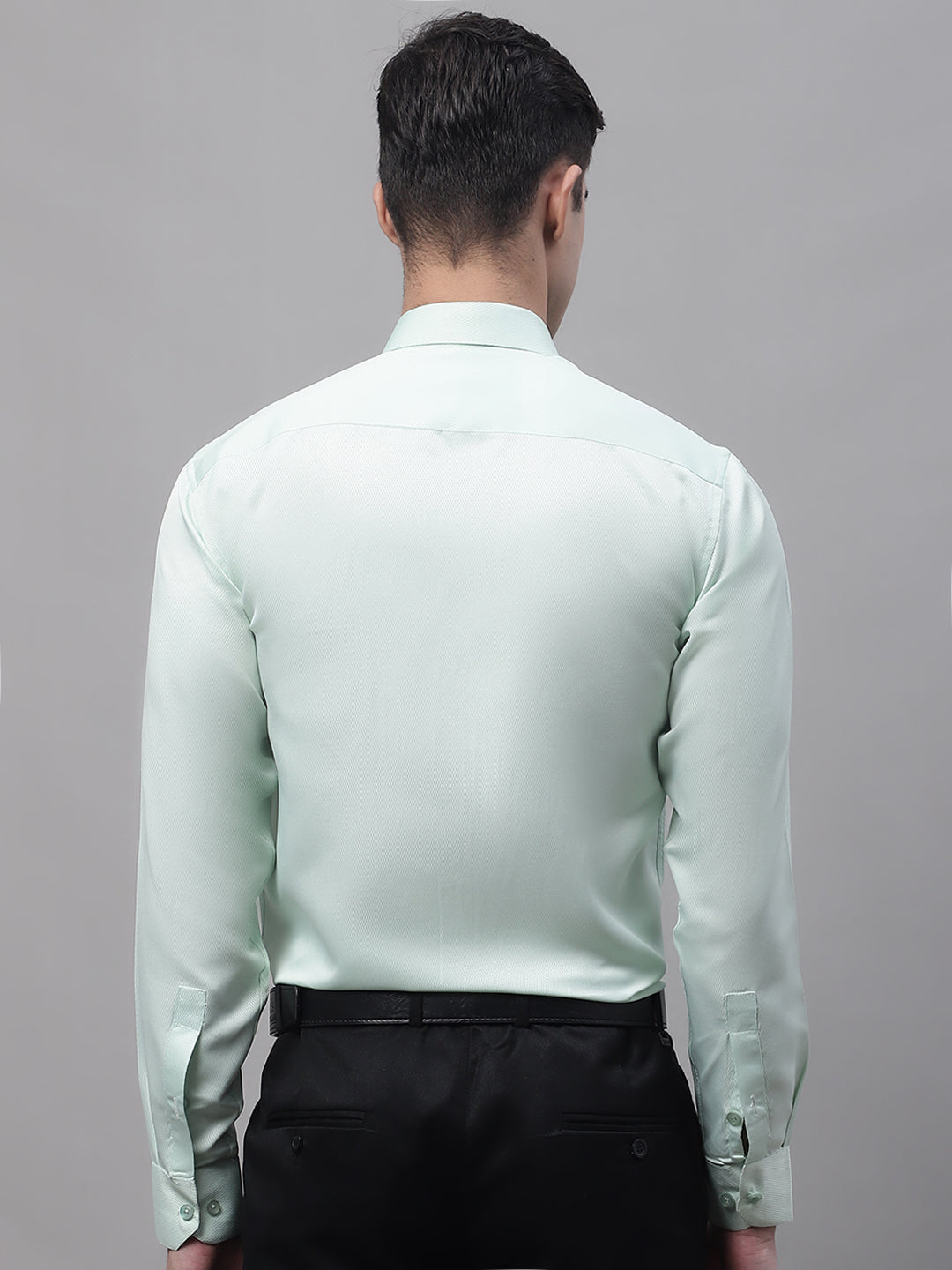 Men's Light-Green Dobby Textured Formal Shirt - Taantav