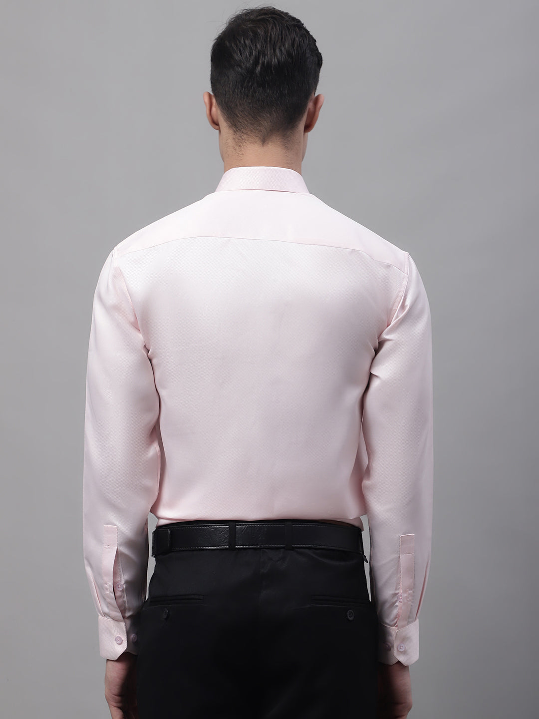 Men's Pink Dobby Textured Formal Shirt - Taantav