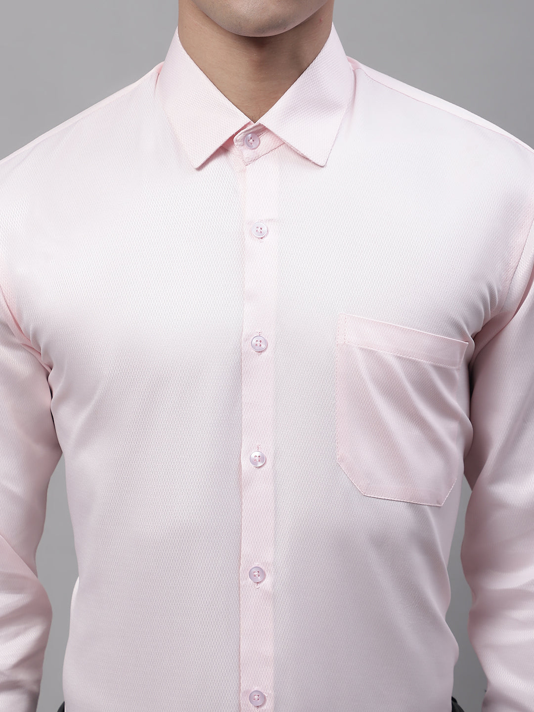 Men's Pink Dobby Textured Formal Shirt - Taantav