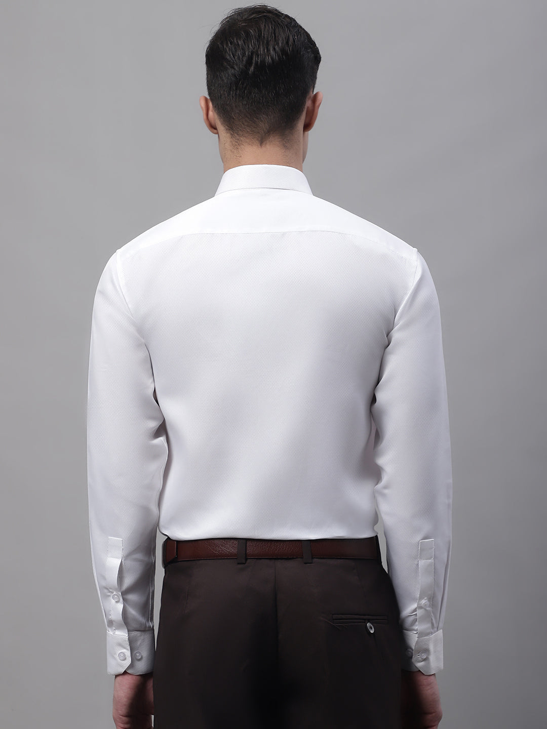 Men's White Dobby Textured Formal Shirt - Taantav