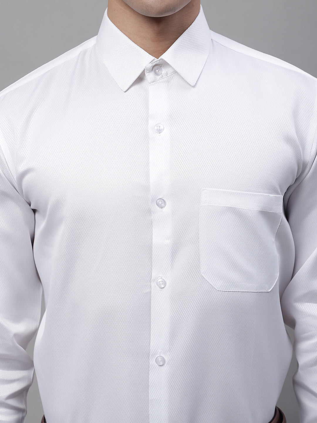 Men's White Dobby Textured Formal Shirt - Taantav