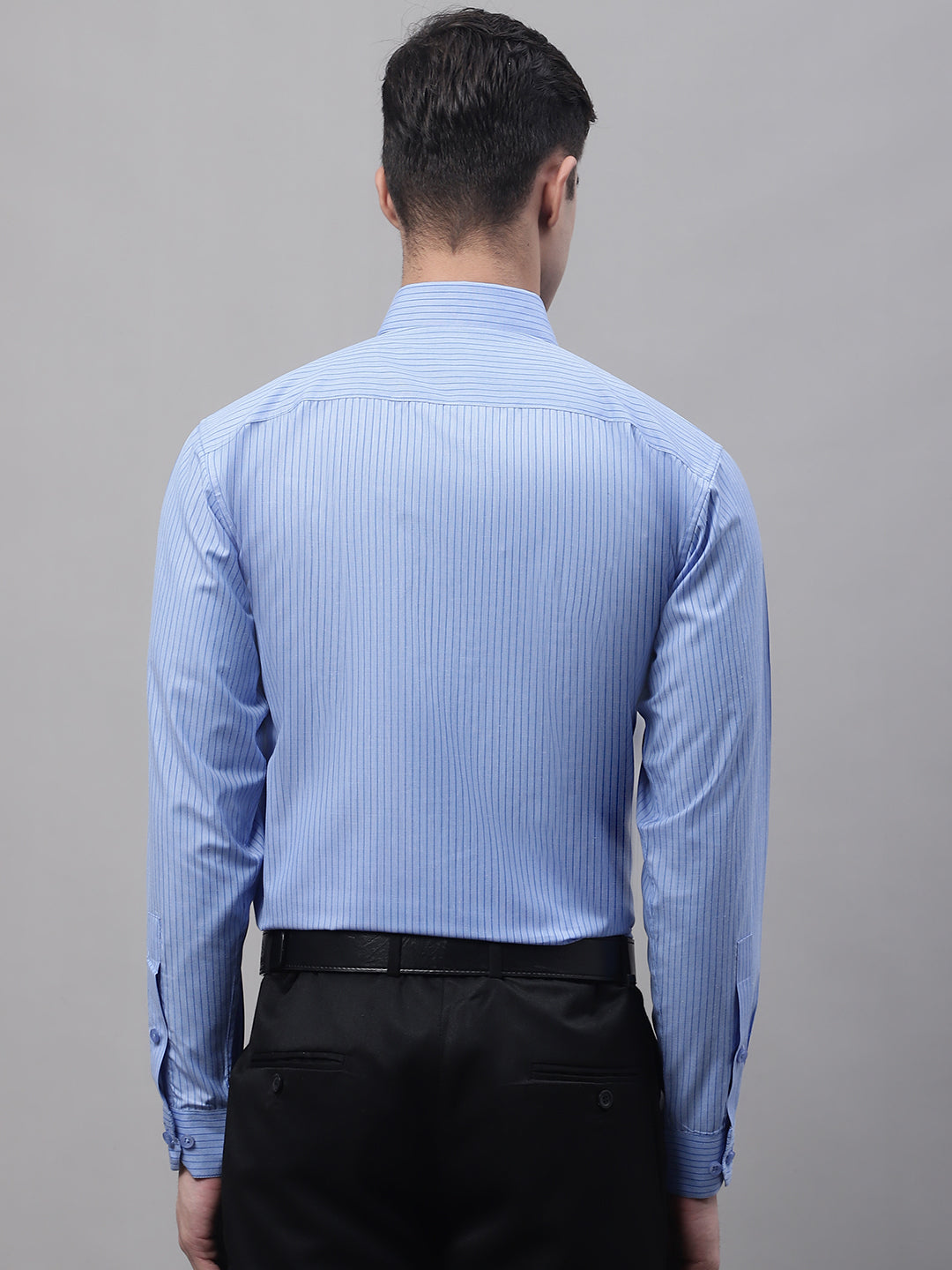 Men's Blue Vertical Striped Formal Shirt - Taantav