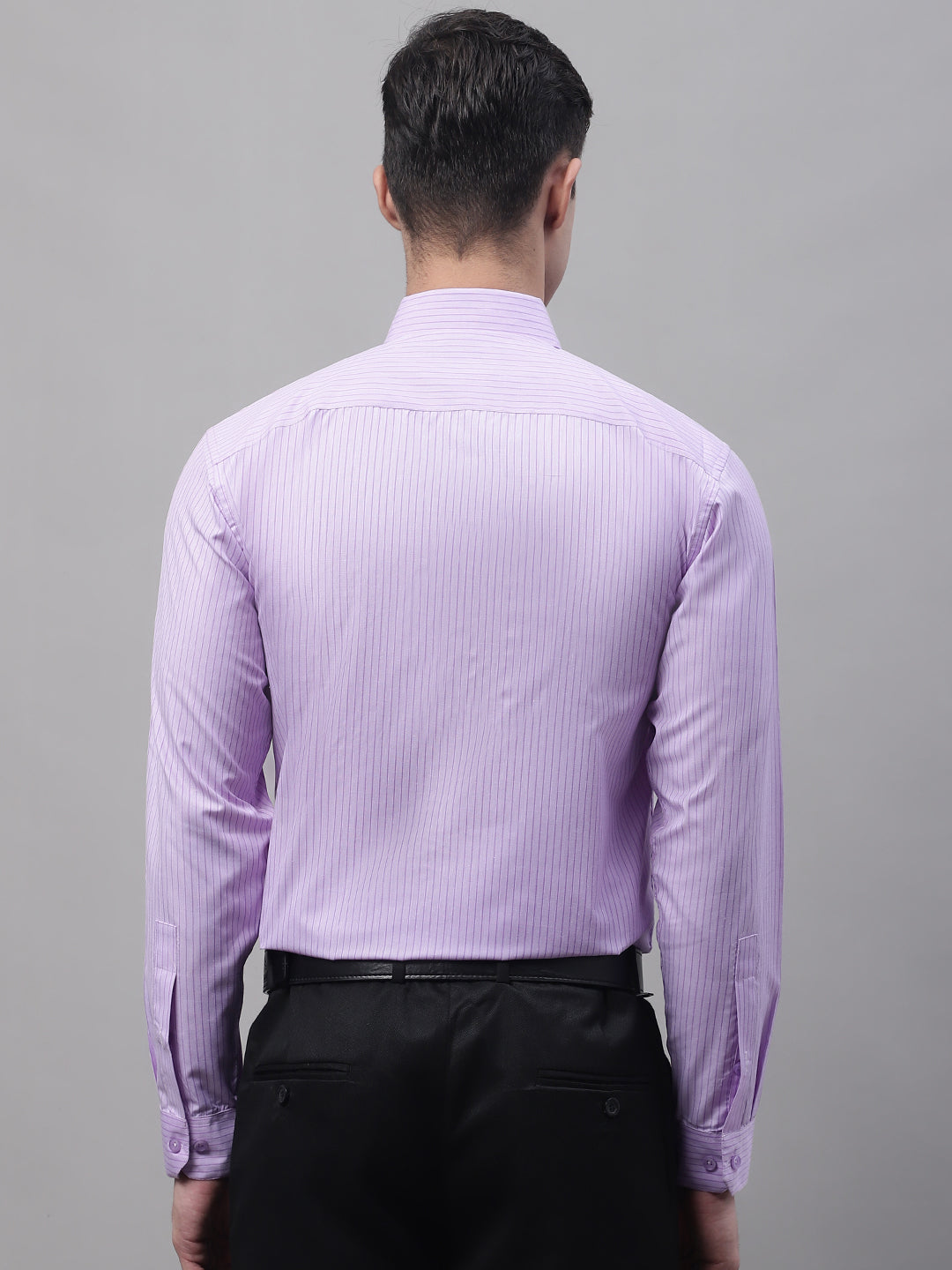 Men's Purple Vertical Striped Formal Shirt - Taantav