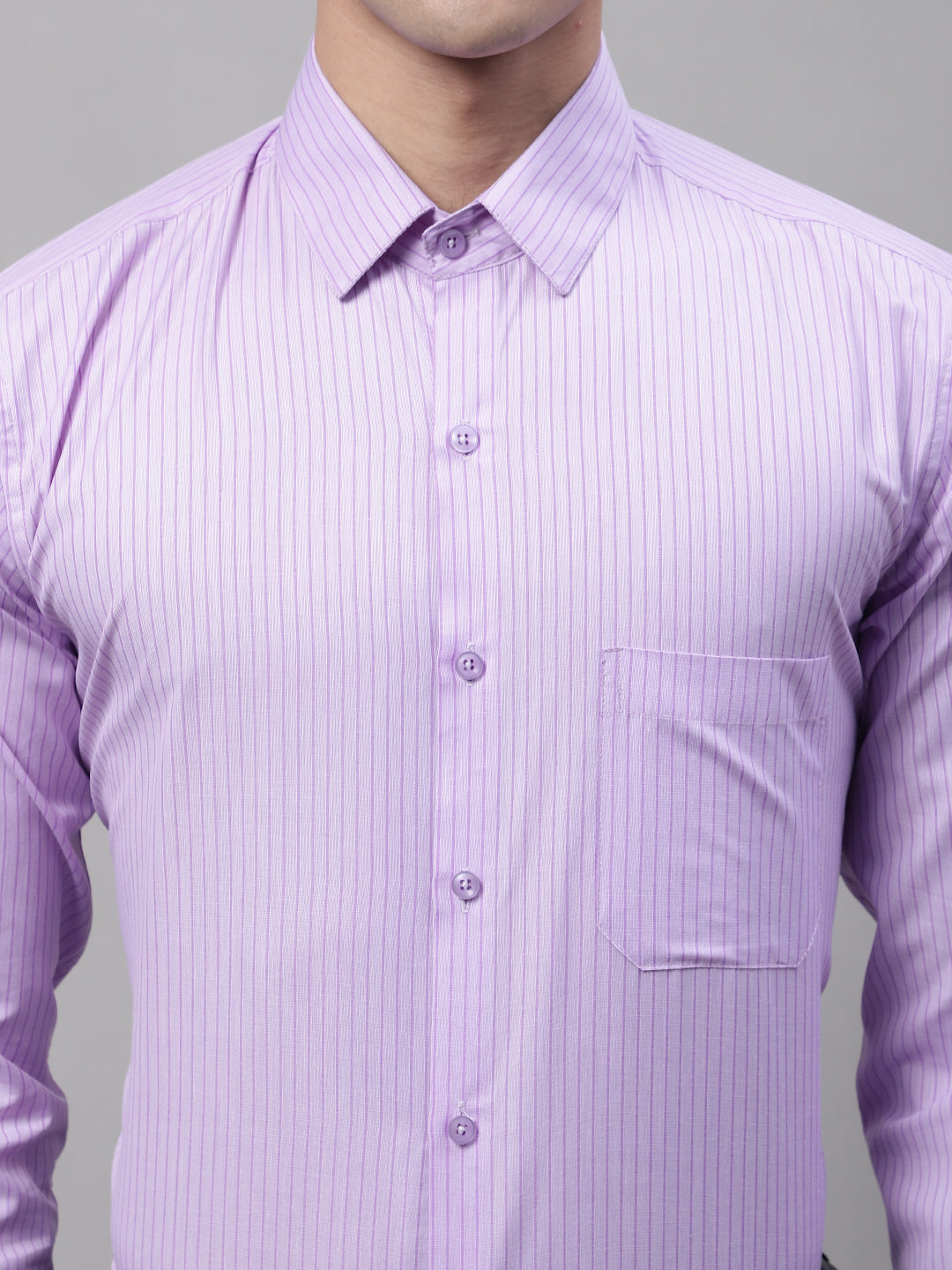 Men's Purple Vertical Striped Formal Shirt - Taantav