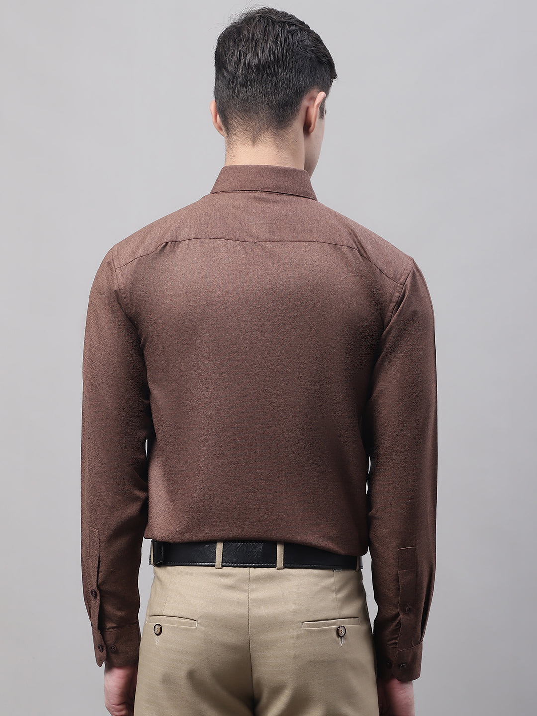 Men's Coffee Brown Cotton Solid Formal Shirt - Taantav