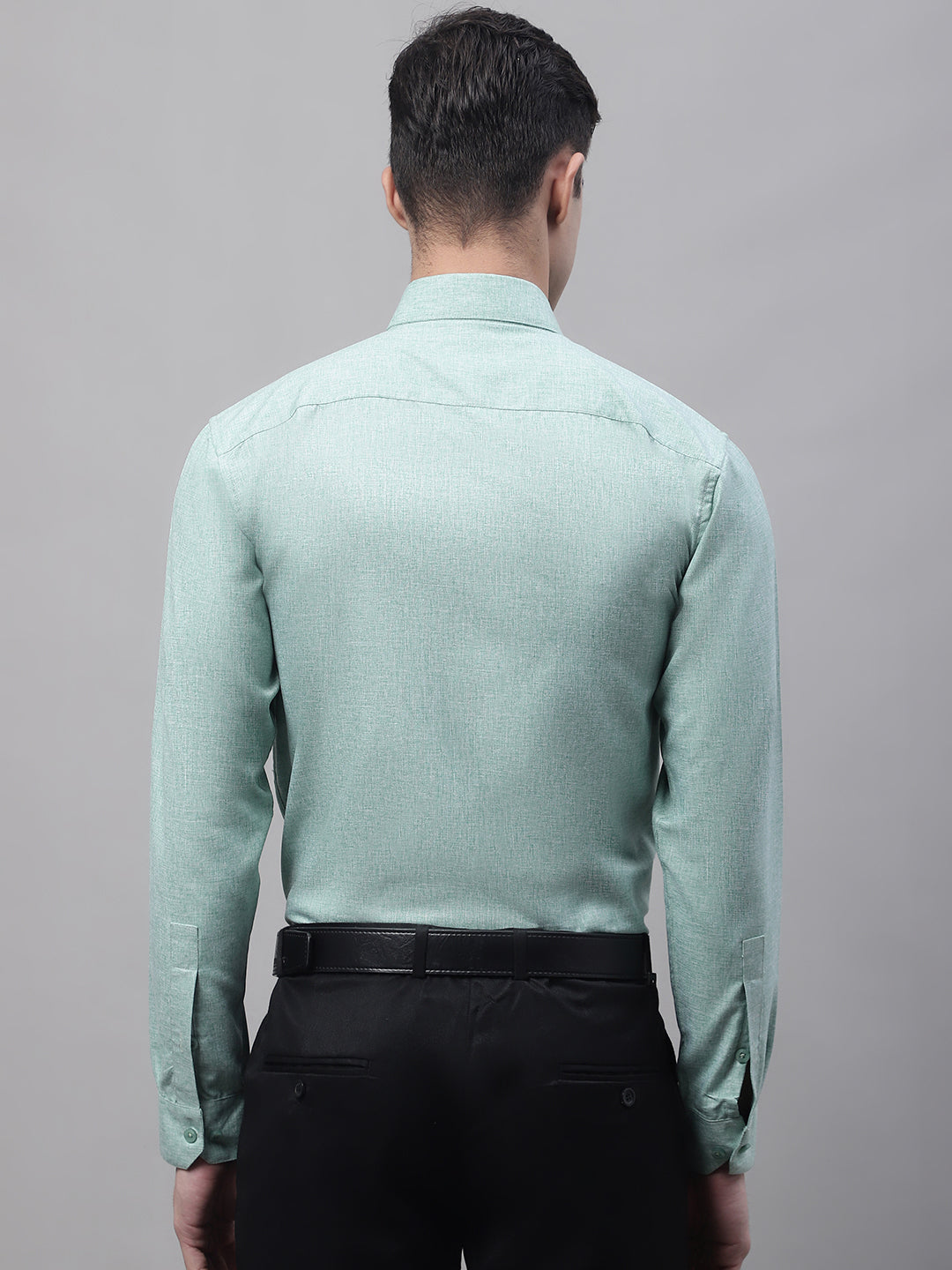 Men's Green Cotton Solid Formal Shirt - Taantav