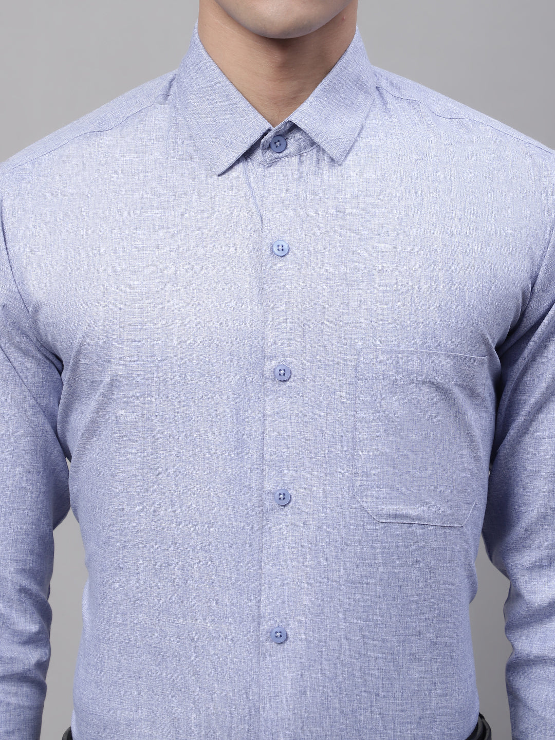 Men's Light-Grey Cotton Solid Formal Shirt - Taantav