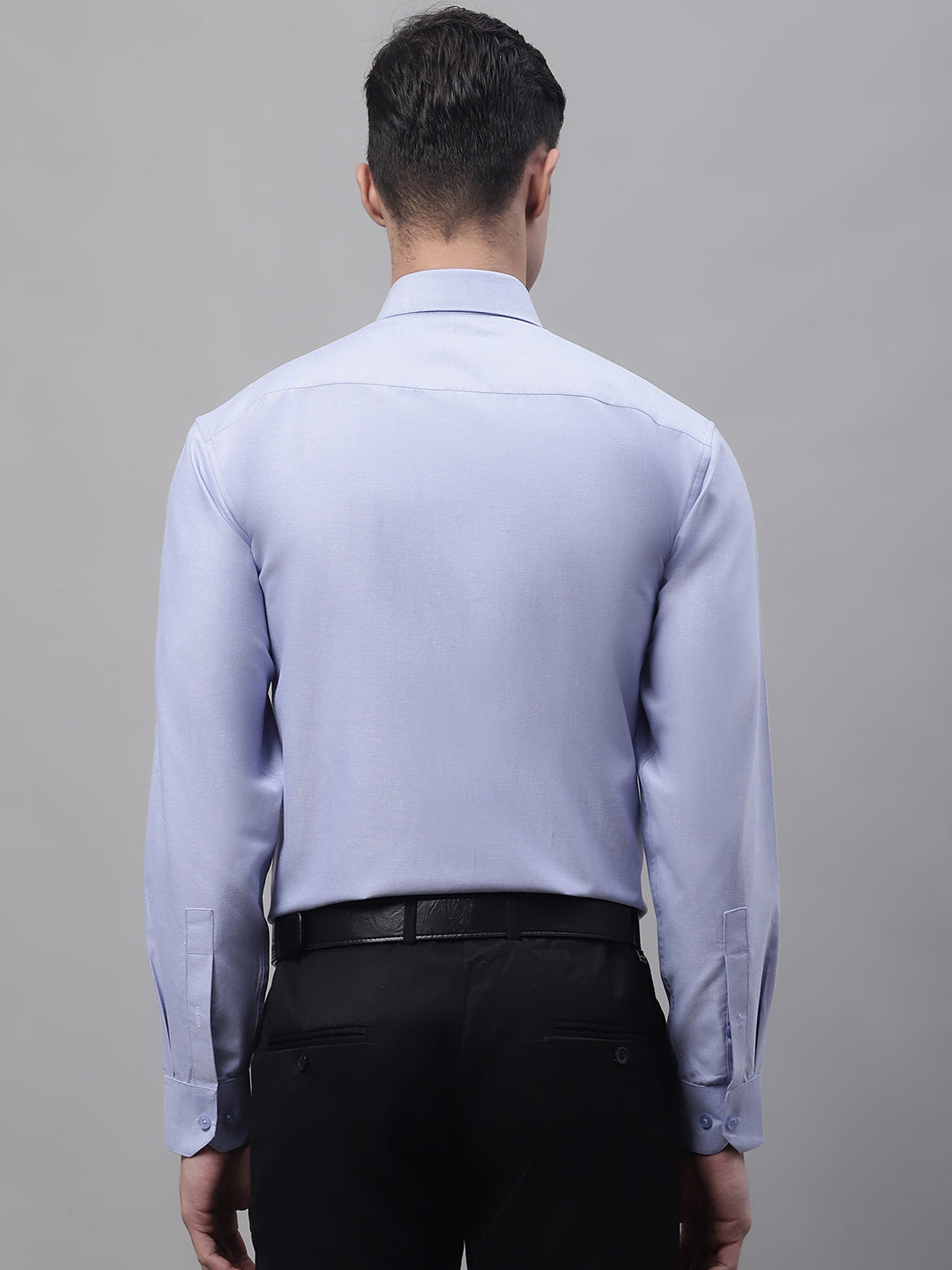 Men's Blue Cotton Solid Formal Shirt - Taantav