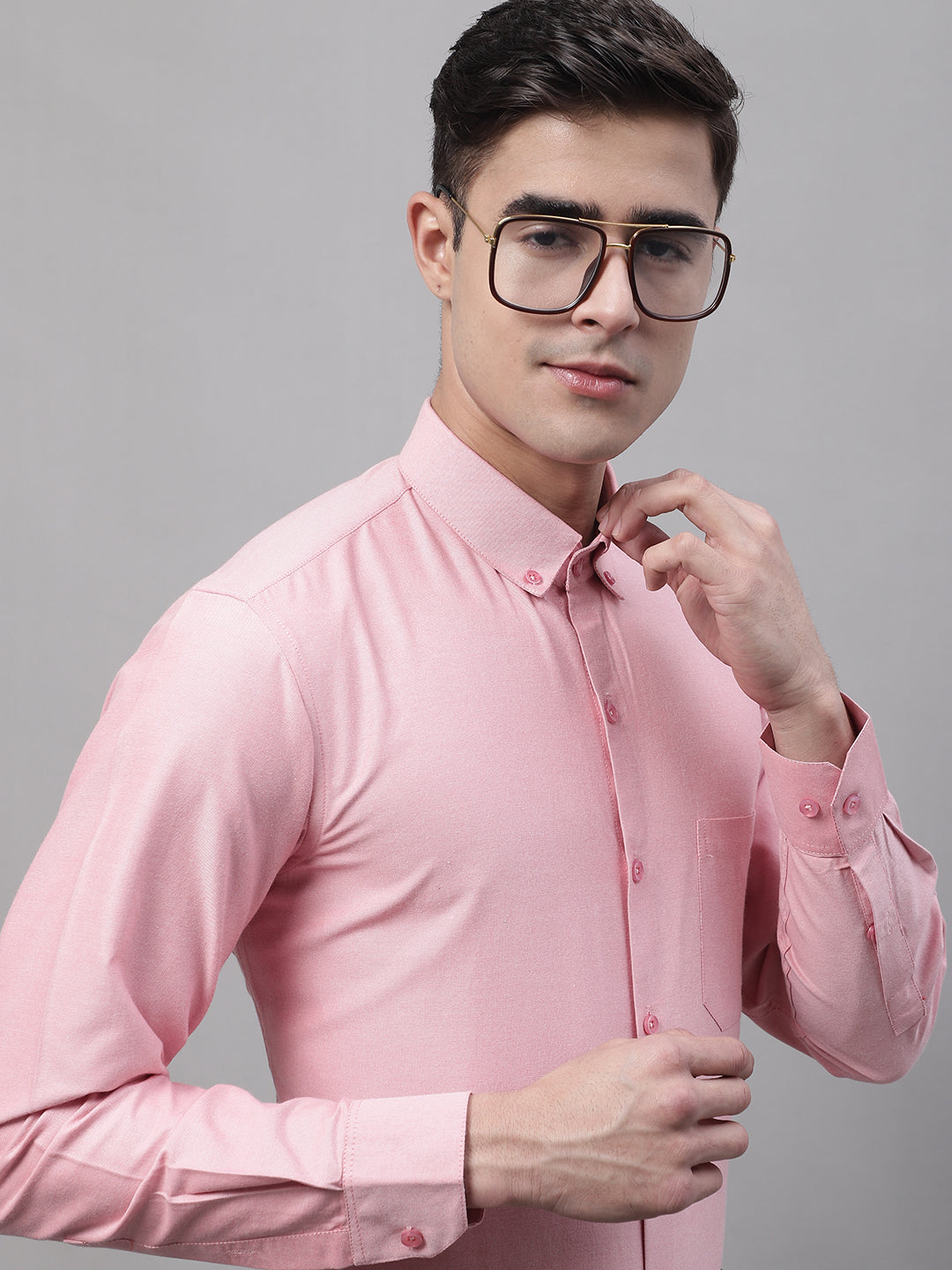 Men's Coral Cotton Solid Formal Shirt - Taantav